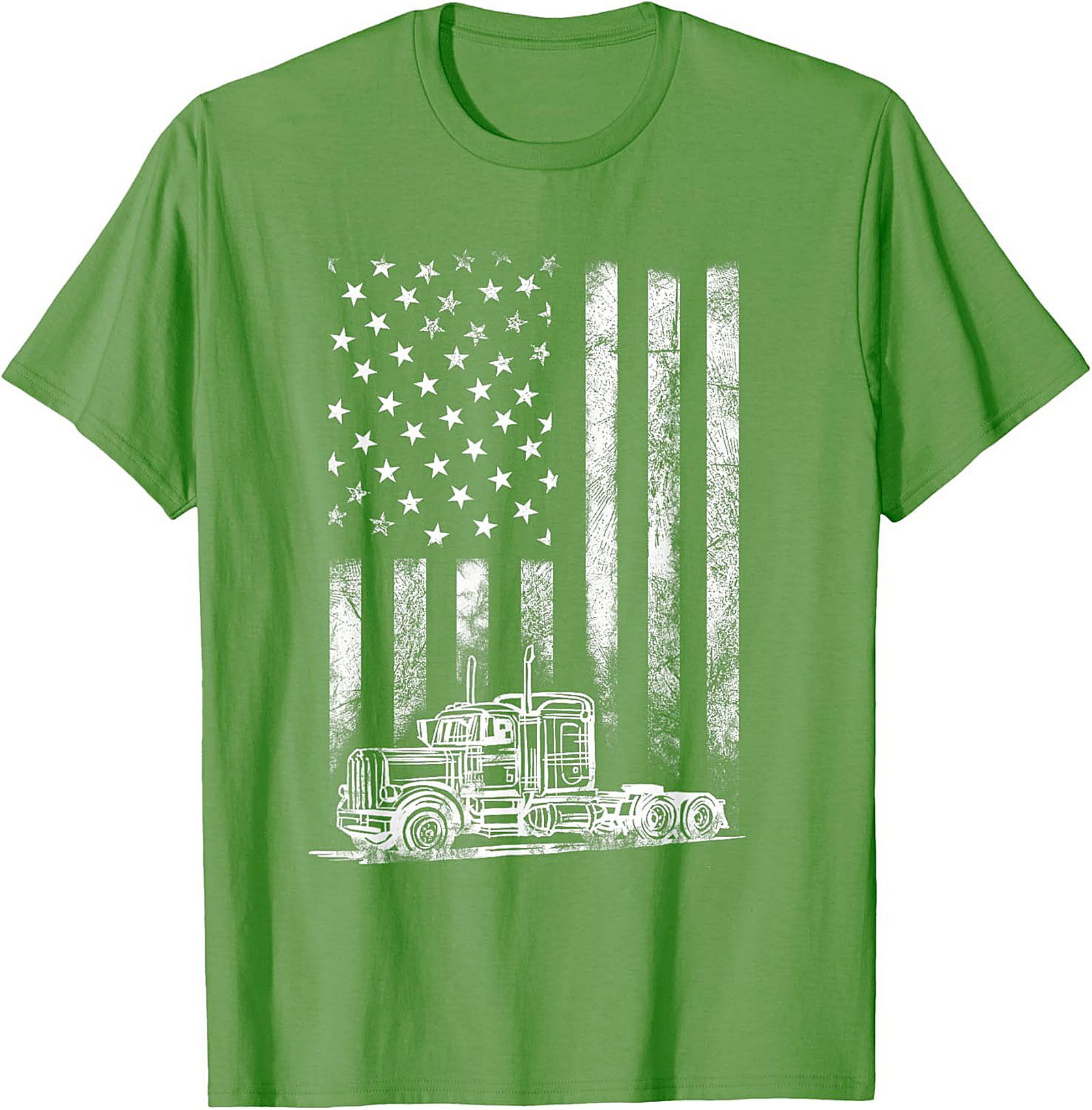 Trucker American Flag T-shirt | Semi-Truck Driver Patriotic Graphic Tee
