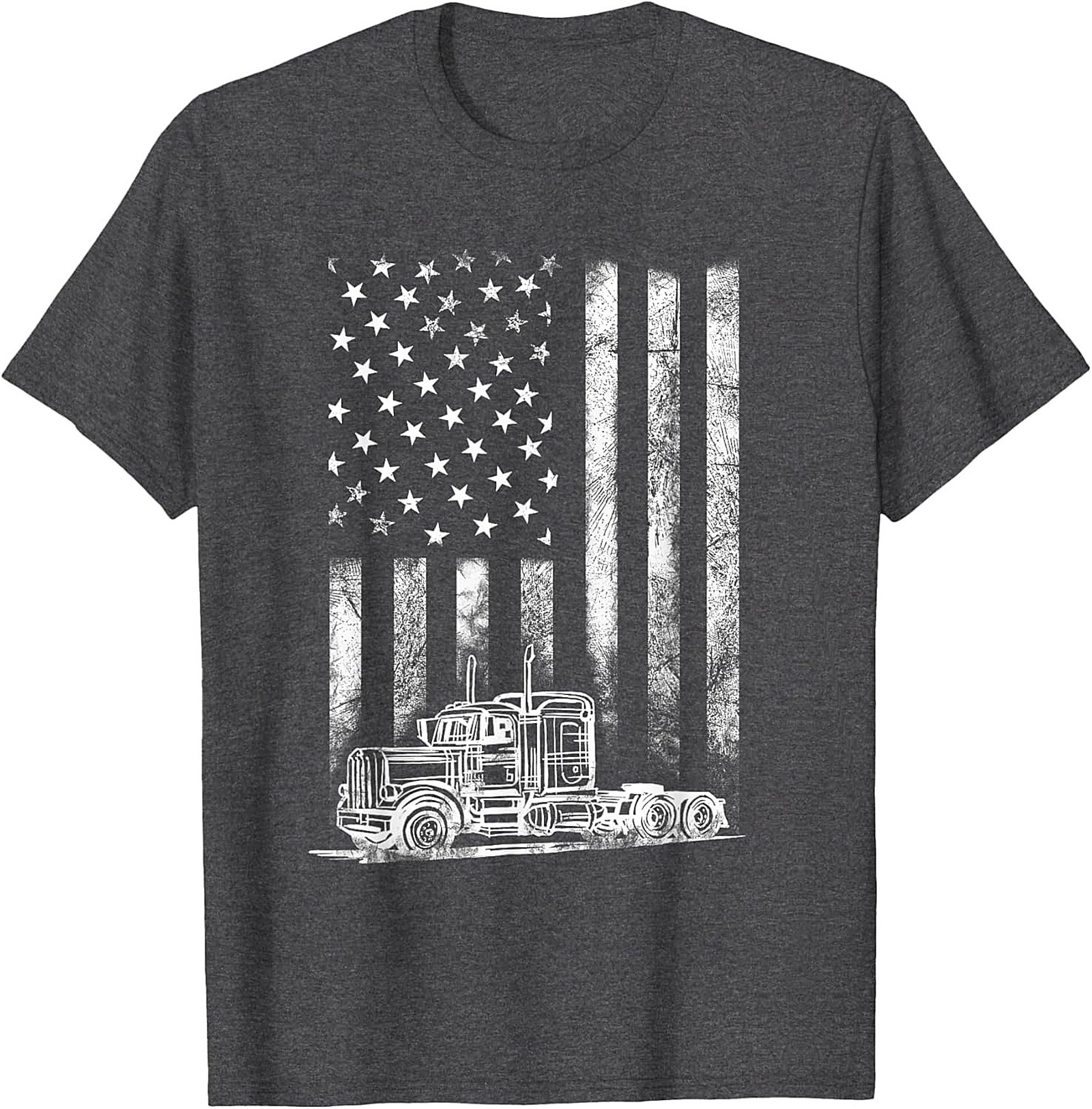 Trucker American Flag T-shirt | Semi-Truck Driver Patriotic Graphic Tee
