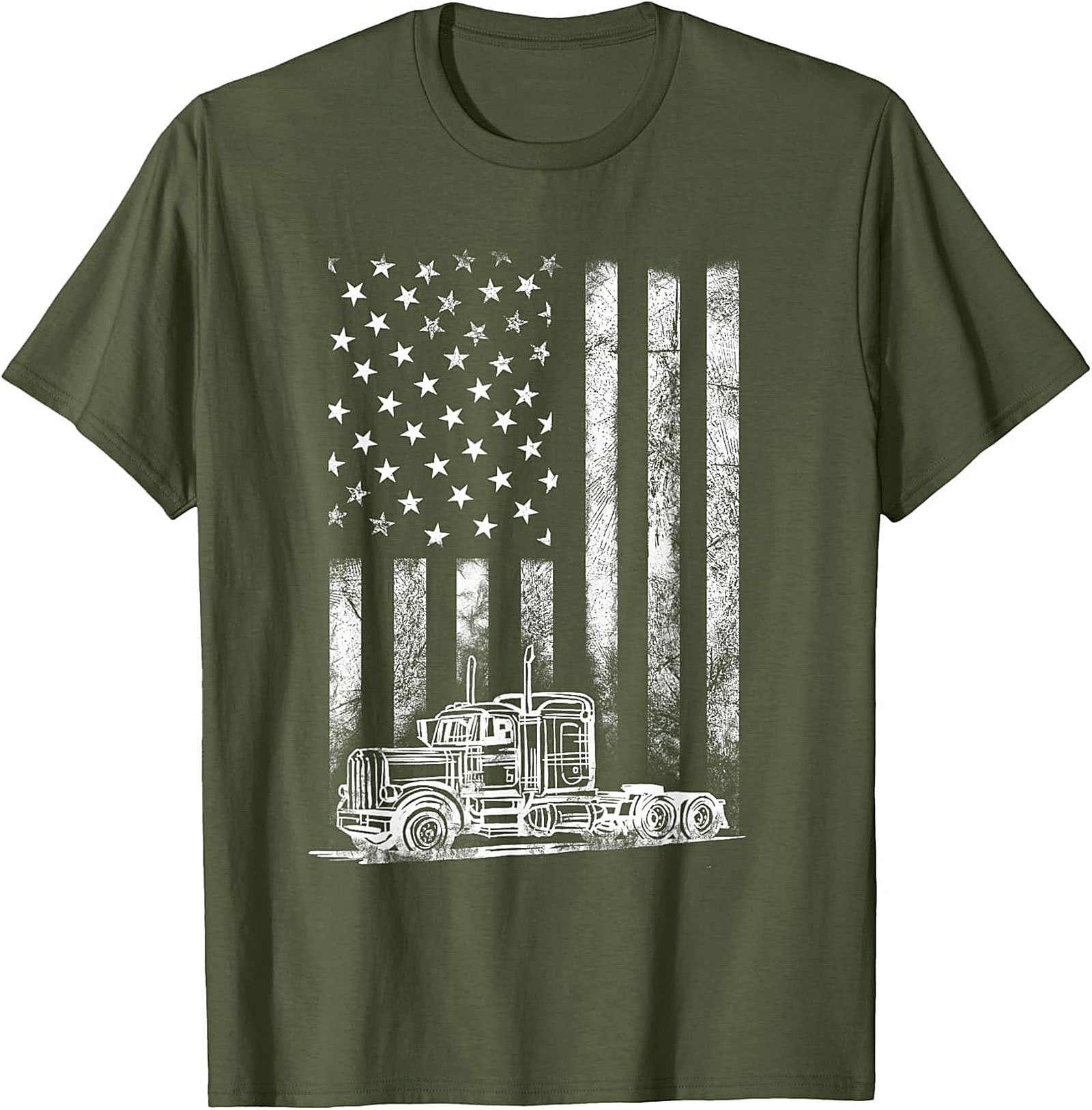 Trucker American Flag T-shirt | Semi-Truck Driver Patriotic Graphic Tee