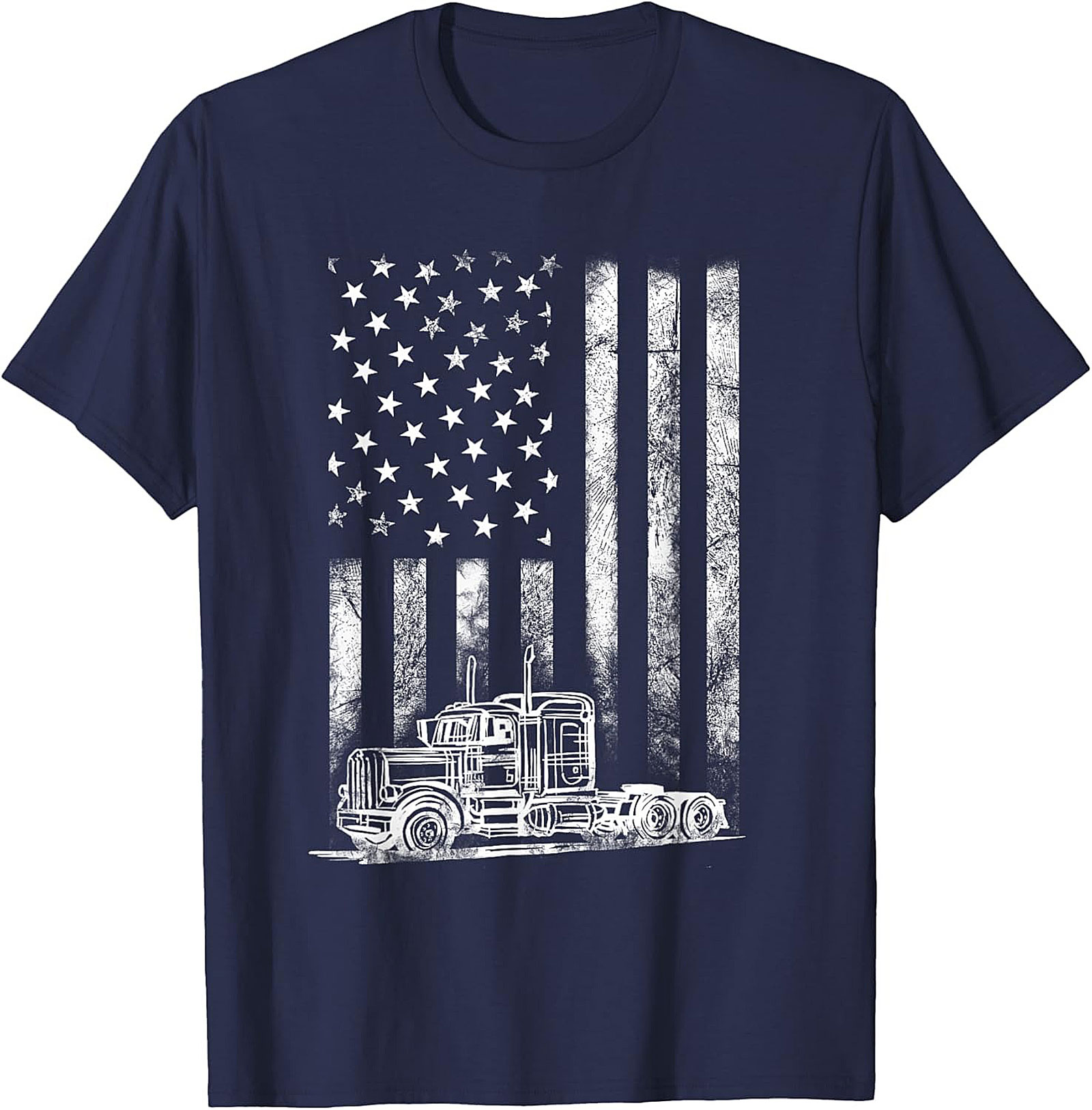 Trucker American Flag T-shirt | Semi-Truck Driver Patriotic Graphic Tee