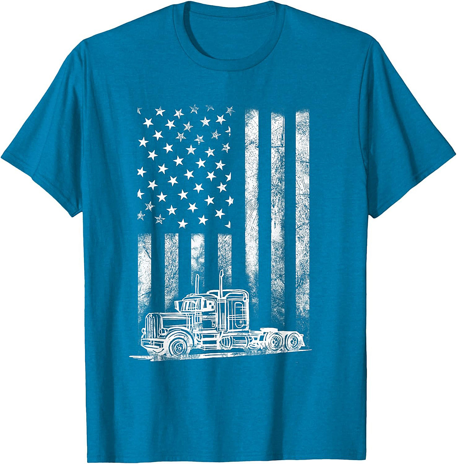 Trucker American Flag T-shirt | Semi-Truck Driver Patriotic Graphic Tee