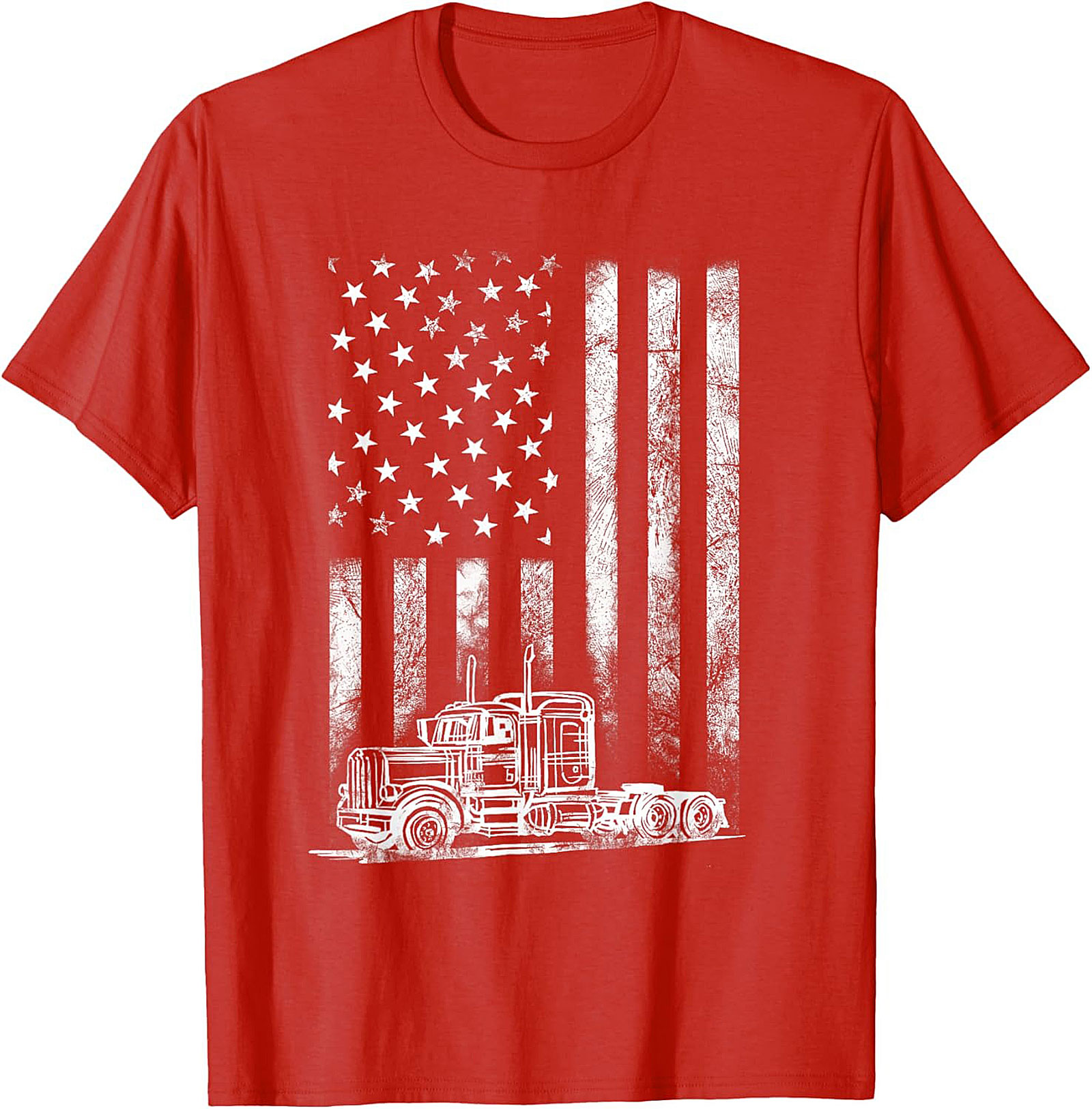Trucker American Flag T-shirt | Semi-Truck Driver Patriotic Graphic Tee