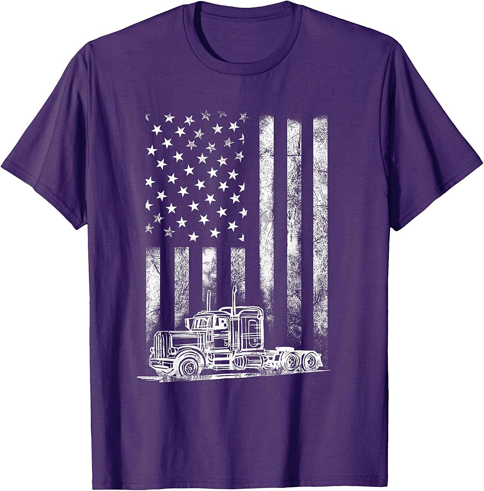 Trucker American Flag T-shirt | Semi-Truck Driver Patriotic Graphic Tee