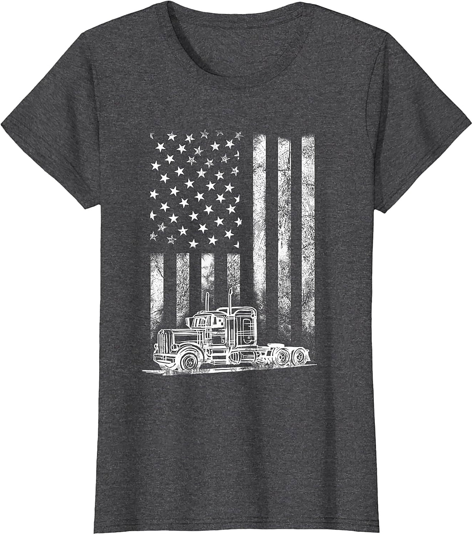 Trucker American Flag T-shirt | Semi-Truck Driver Patriotic Graphic Tee