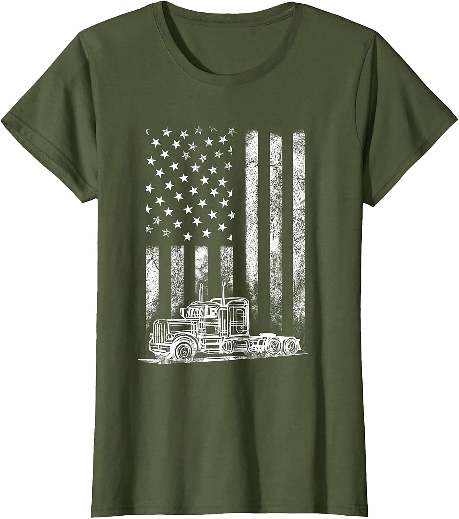 Trucker American Flag T-shirt | Semi-Truck Driver Patriotic Graphic Tee