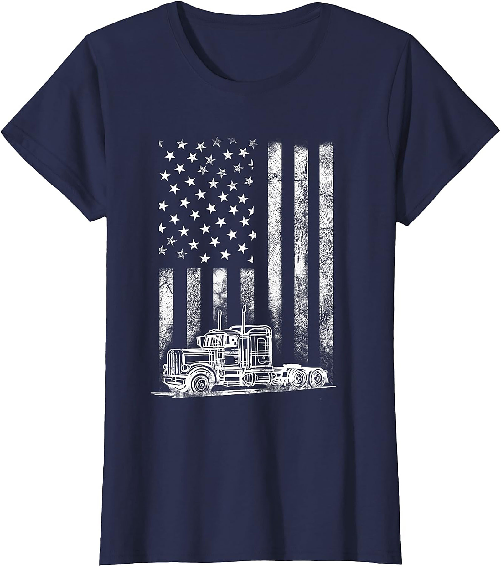 Trucker American Flag T-shirt | Semi-Truck Driver Patriotic Graphic Tee