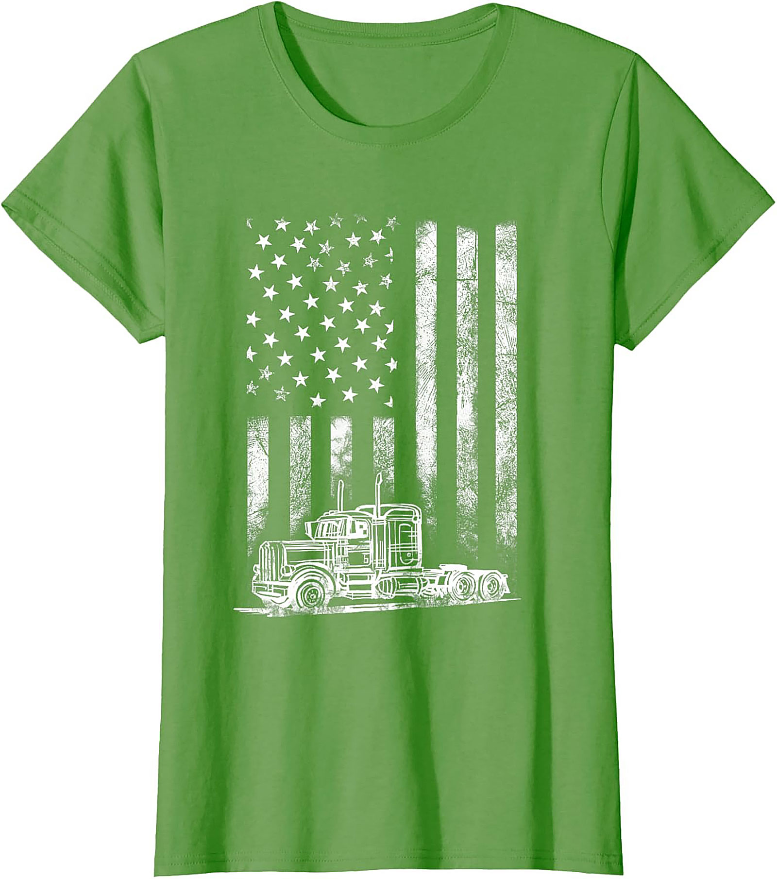 Trucker American Flag T-shirt | Semi-Truck Driver Patriotic Graphic Tee