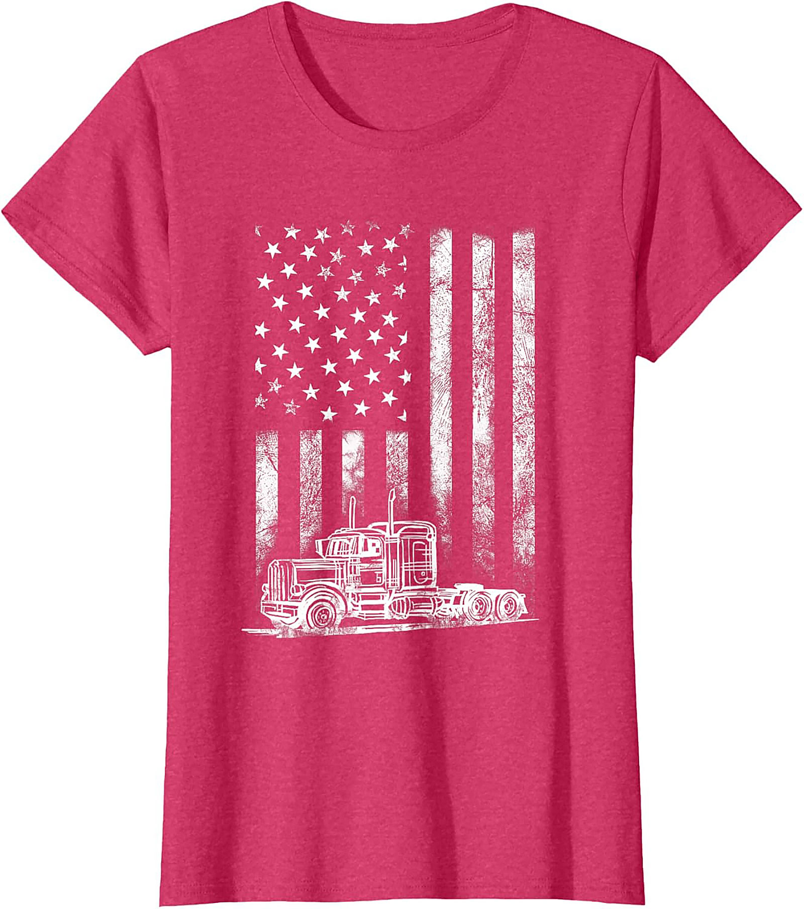 Trucker American Flag T-shirt | Semi-Truck Driver Patriotic Graphic Tee