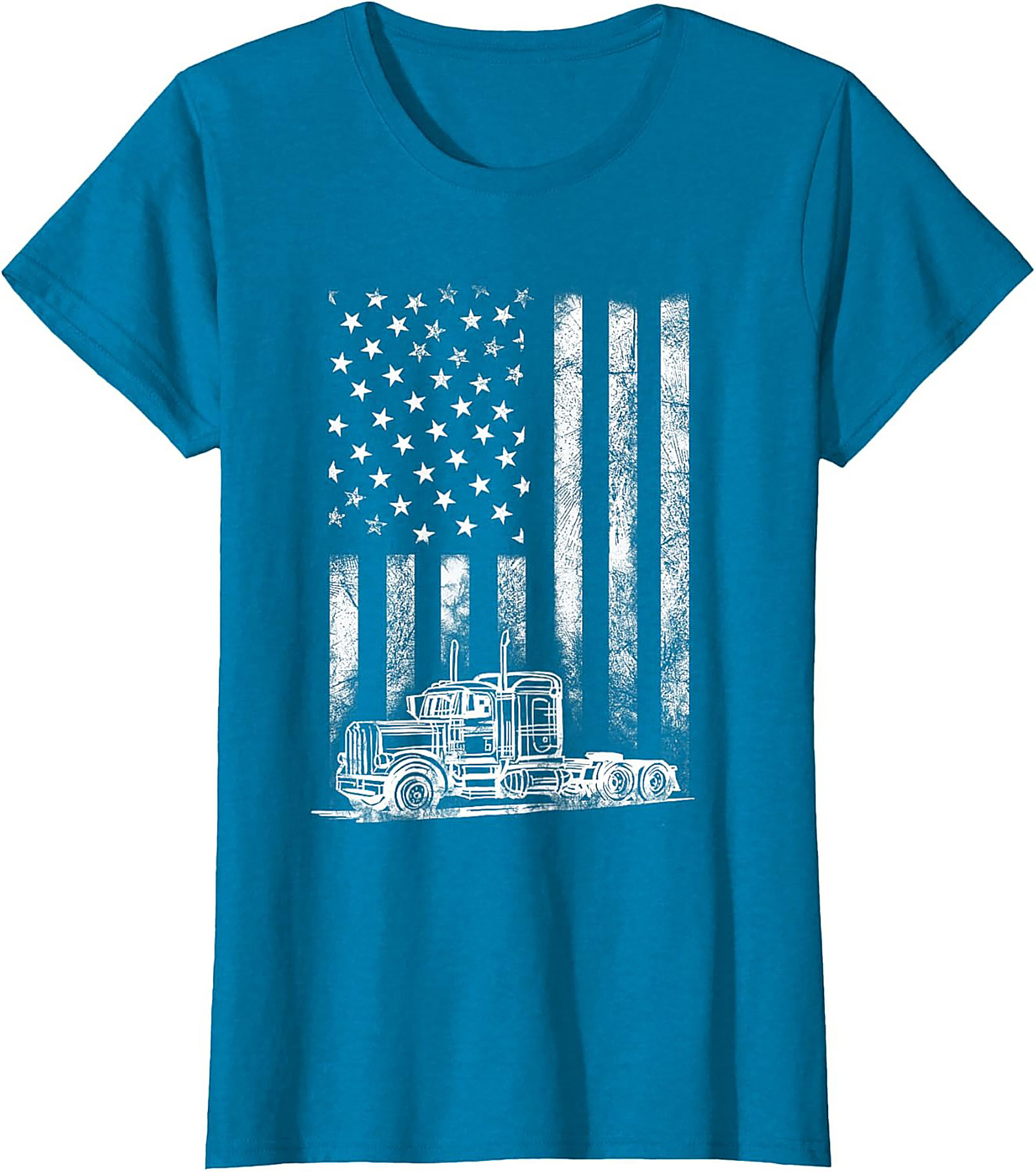 Trucker American Flag T-shirt | Semi-Truck Driver Patriotic Graphic Tee