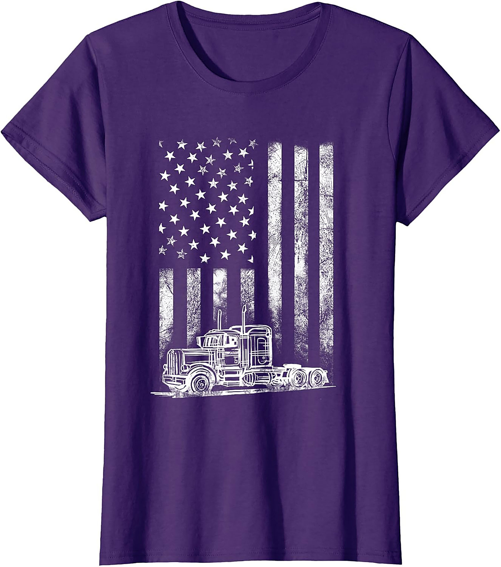 Trucker American Flag T-shirt | Semi-Truck Driver Patriotic Graphic Tee