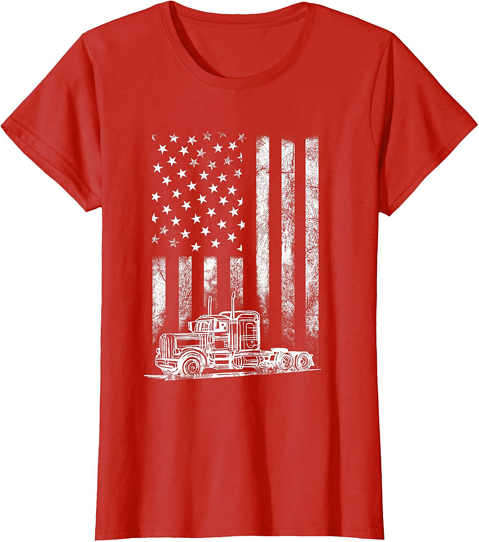 Trucker American Flag T-shirt | Semi-Truck Driver Patriotic Graphic Tee