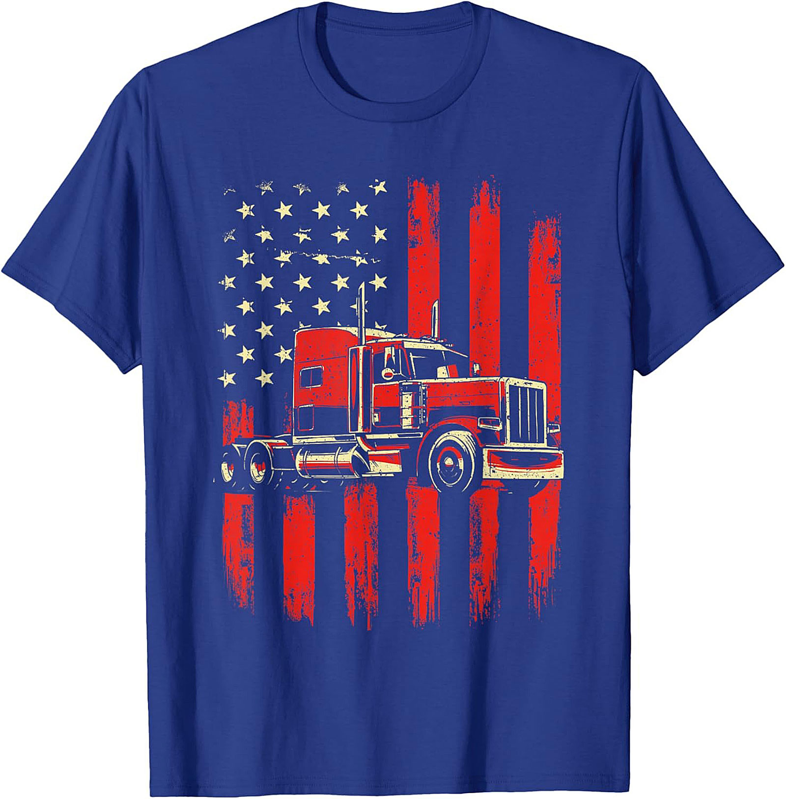 American Flag Trucker T-Shirt - Big Rig Graphic Tee
