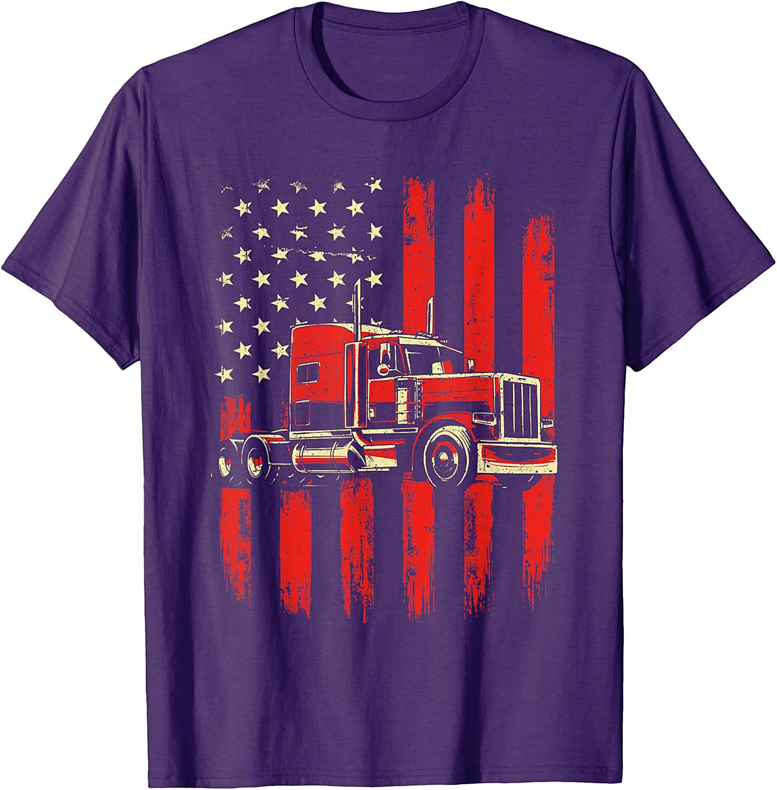 American Flag Trucker T-Shirt - Big Rig Graphic Tee