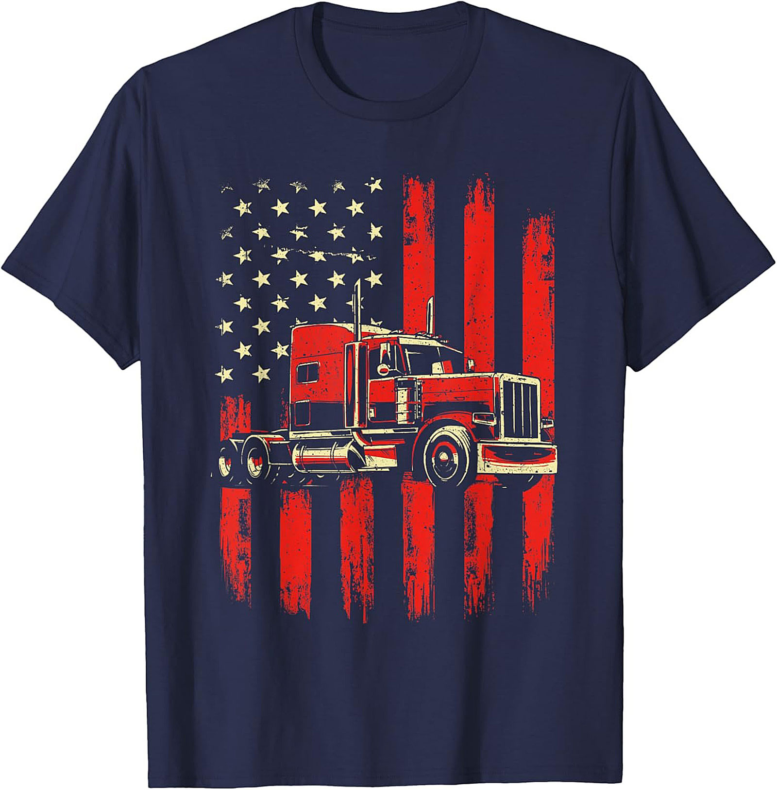 American Flag Trucker T-Shirt - Big Rig Graphic Tee