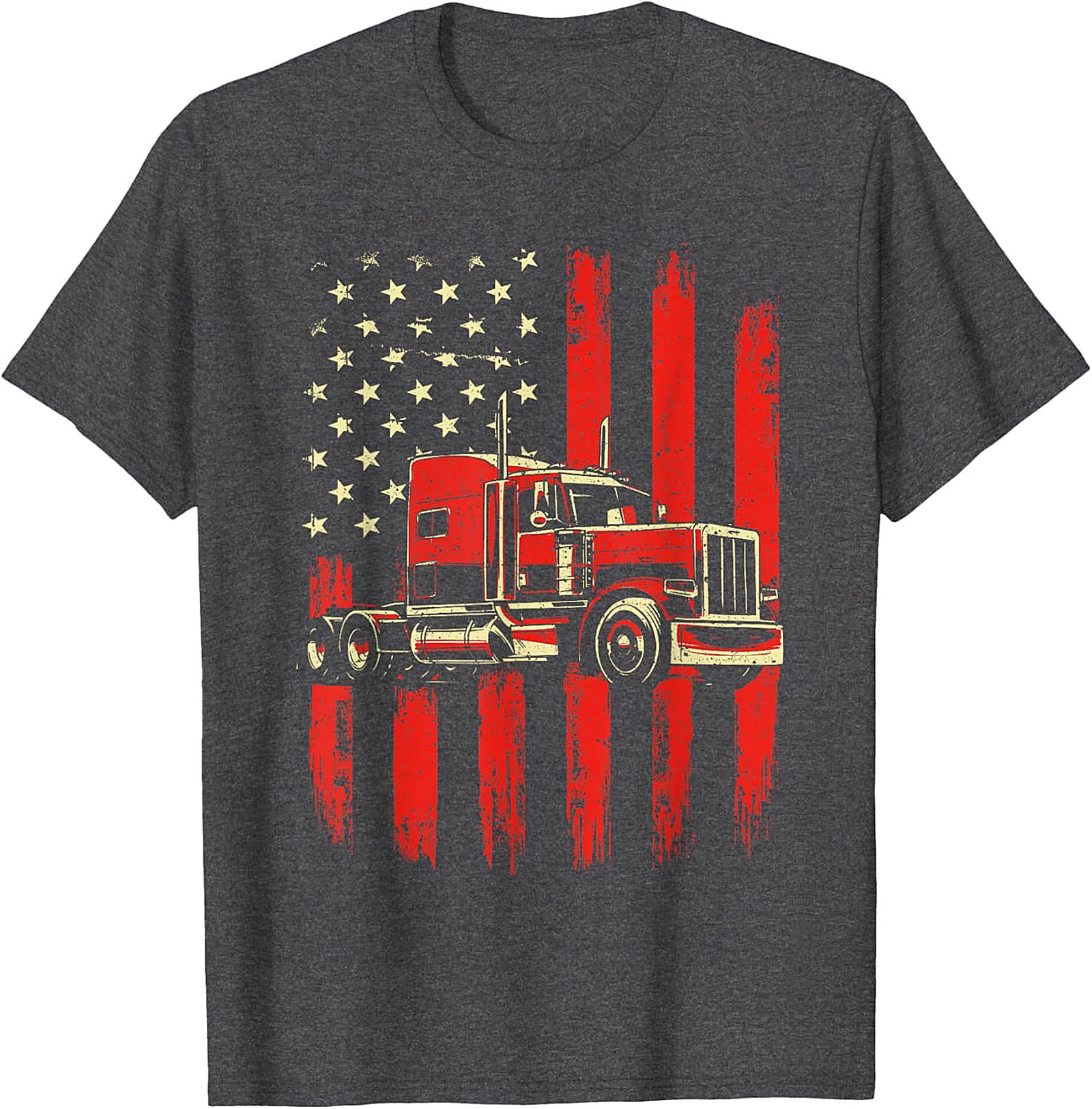 American Flag Trucker T-Shirt - Big Rig Graphic Tee