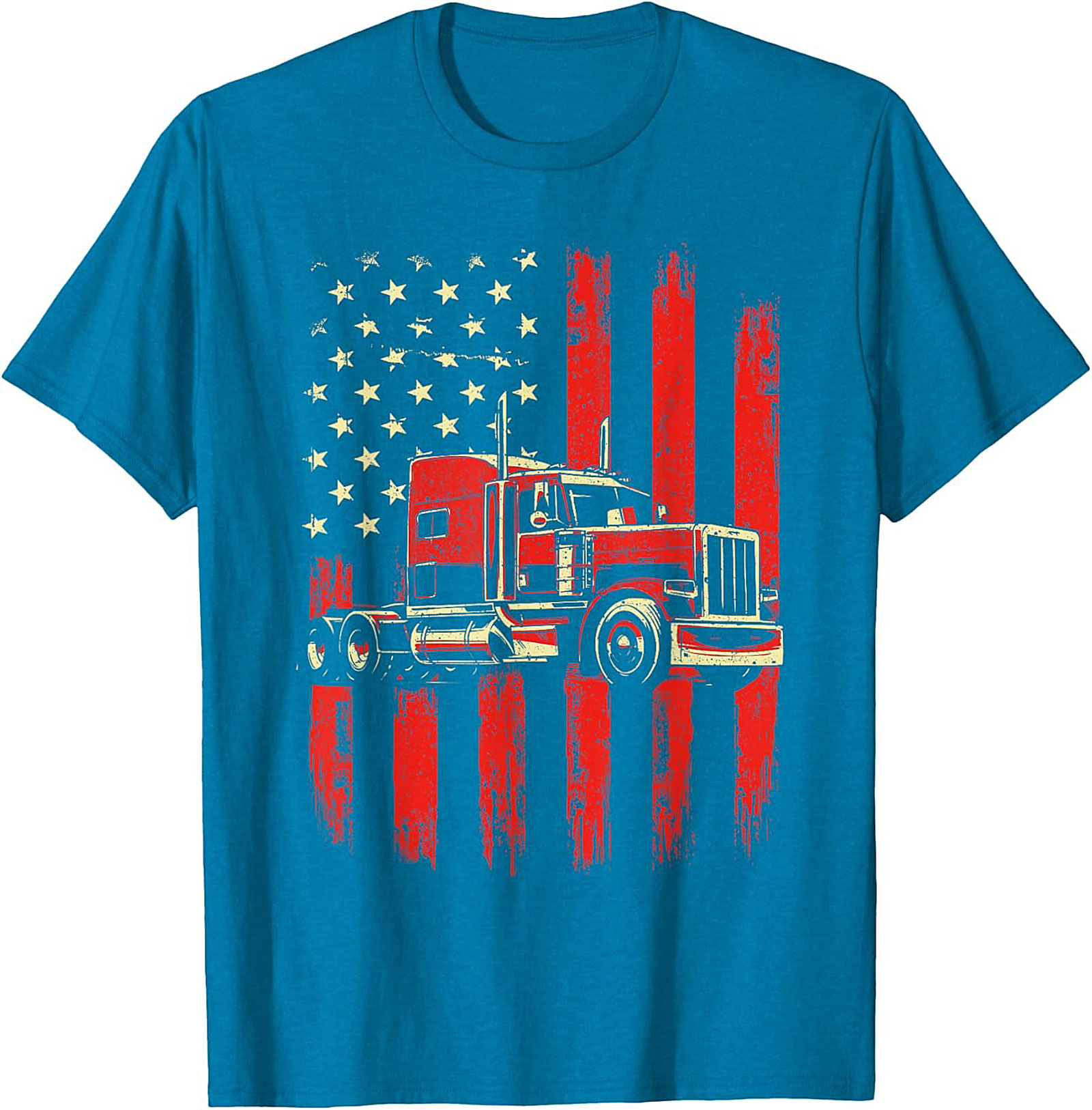 American Flag Trucker T-Shirt - Big Rig Graphic Tee