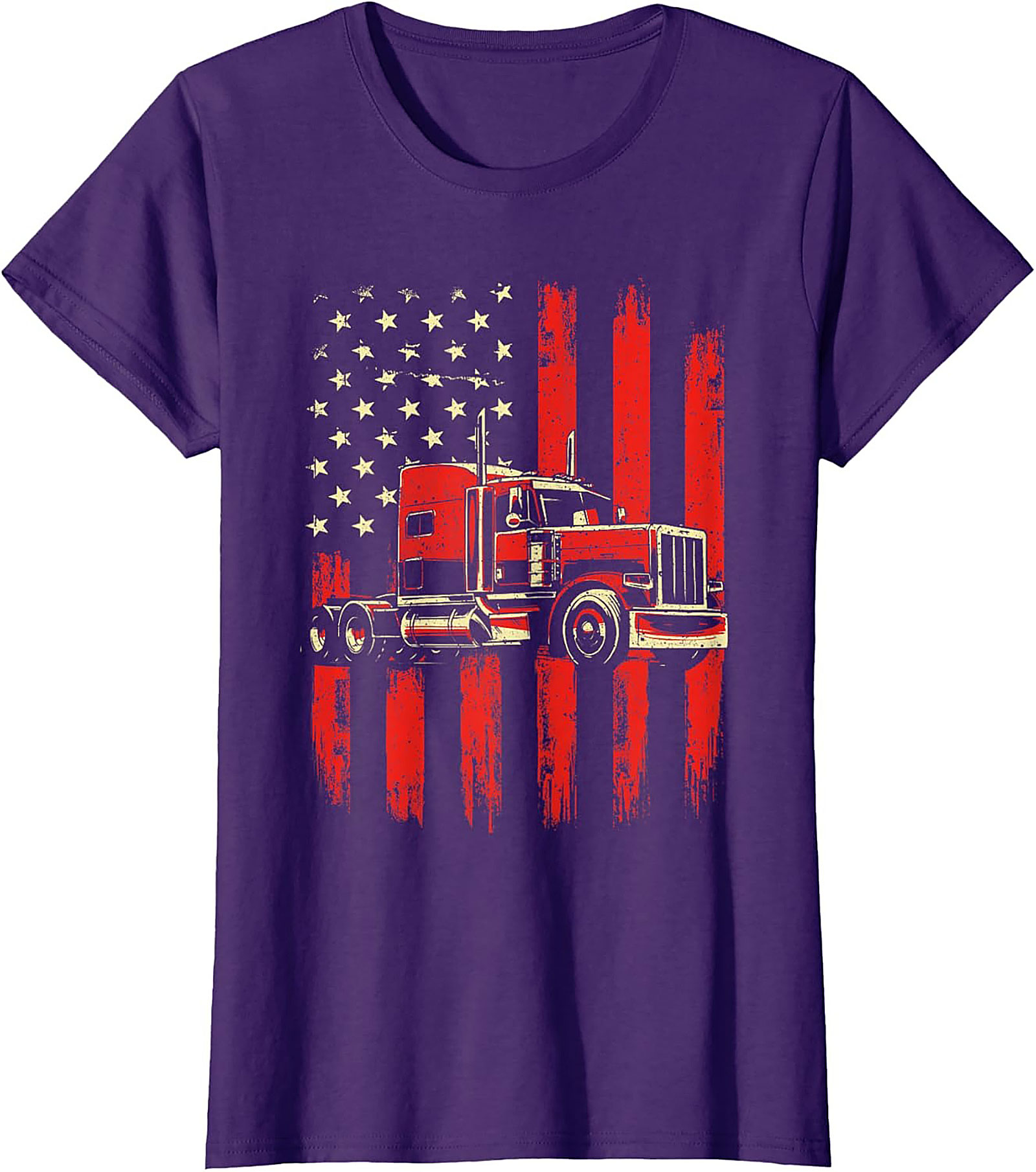 American Flag Trucker T-Shirt - Big Rig Graphic Tee