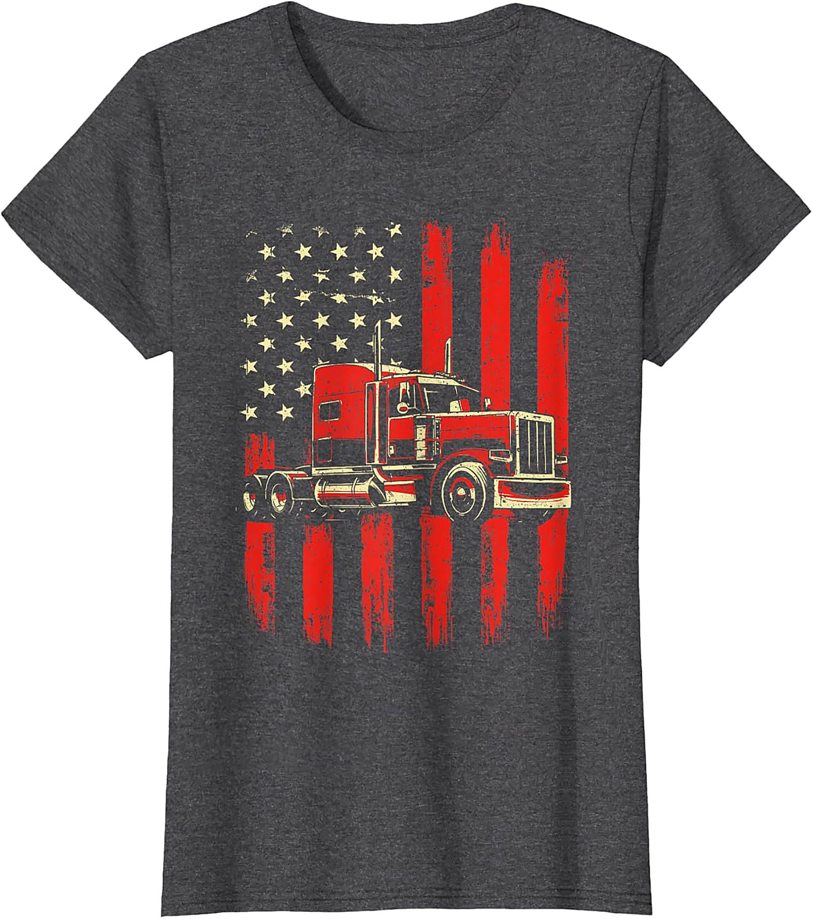 American Flag Trucker T-Shirt - Big Rig Graphic Tee