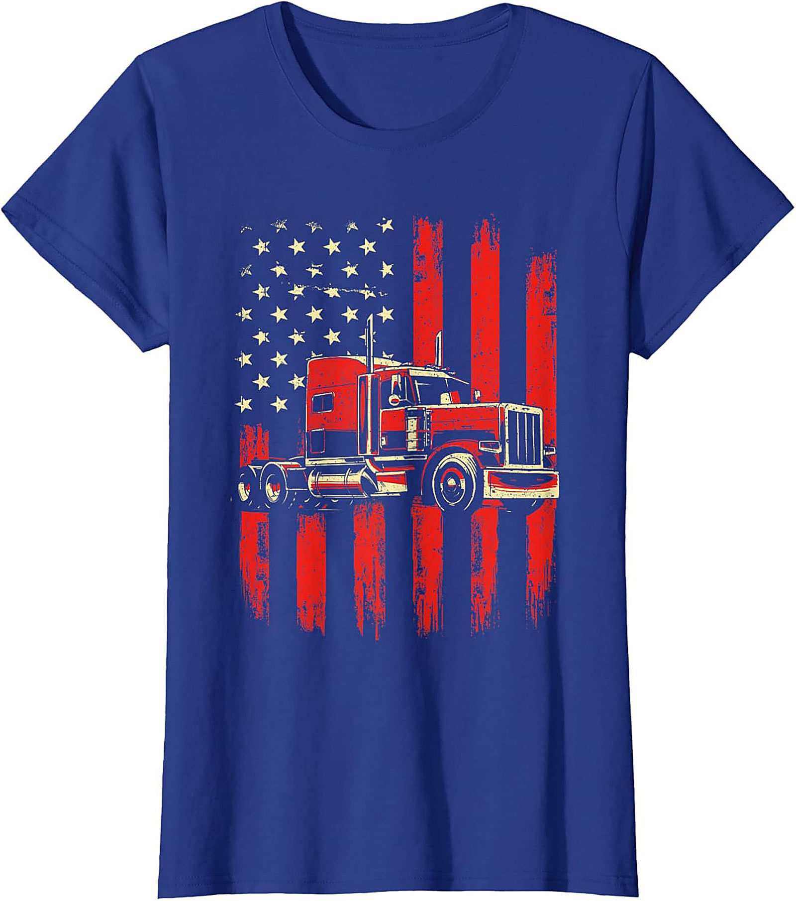 American Flag Trucker T-Shirt - Big Rig Graphic Tee