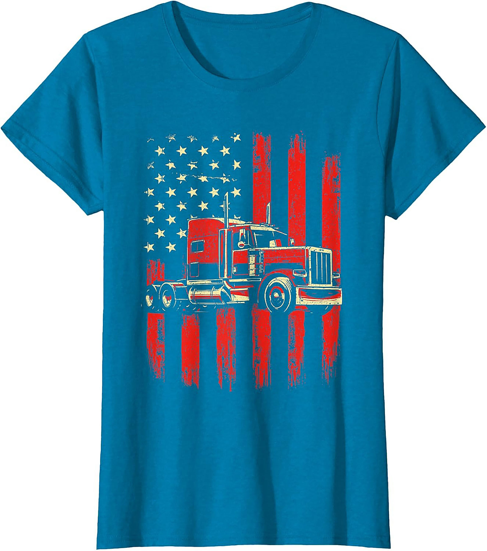 American Flag Trucker T-Shirt - Big Rig Graphic Tee