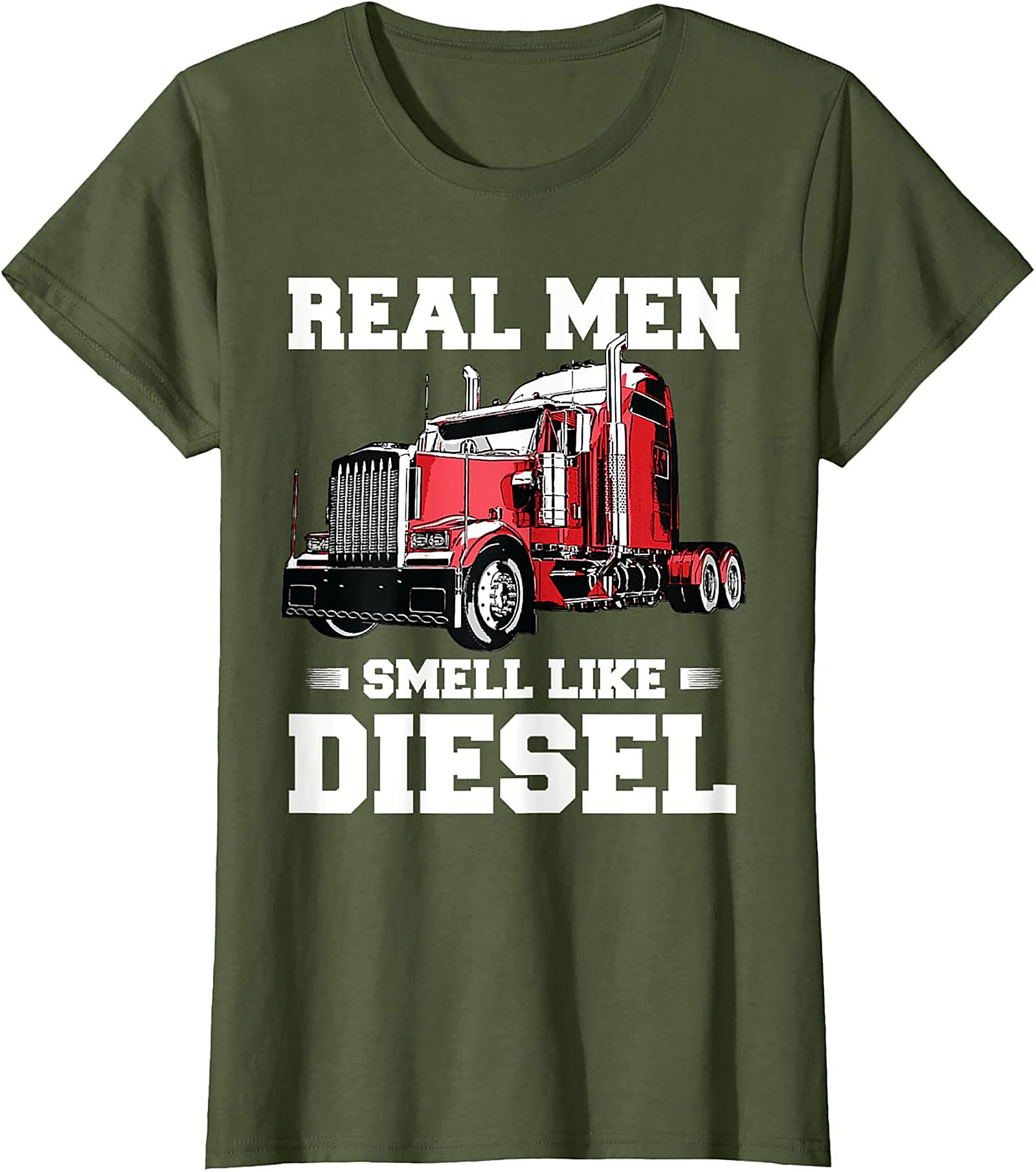 Real Men Smell Like Diesel Trucker T-Shirt | Classic Semi Truck Driver Graphic Tee