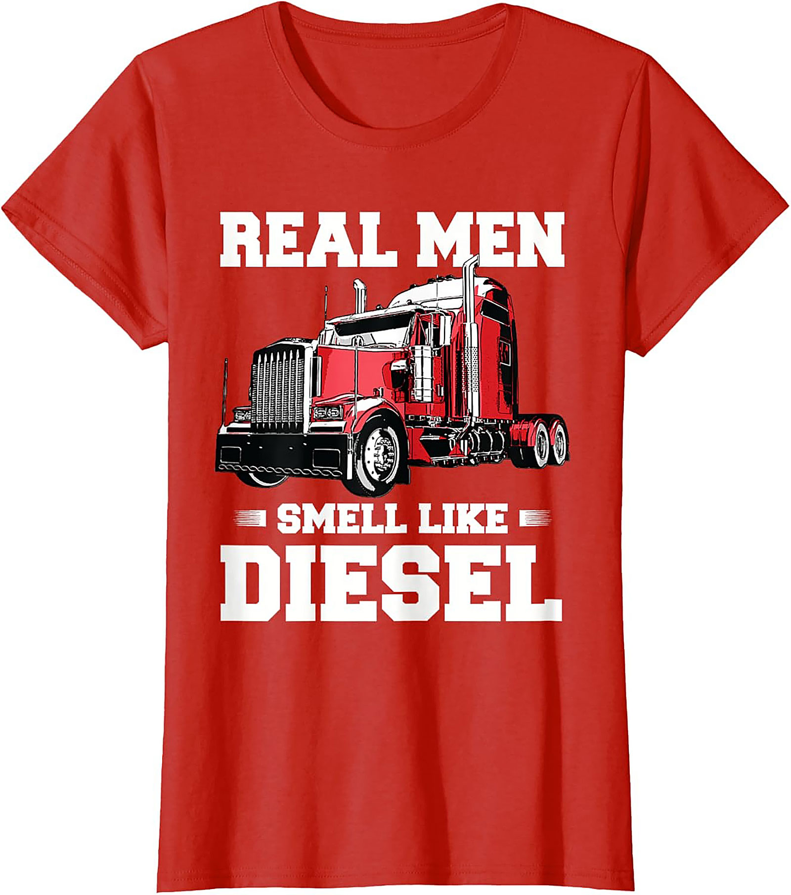 Real Men Smell Like Diesel Trucker T-Shirt | Classic Semi Truck Driver Graphic Tee