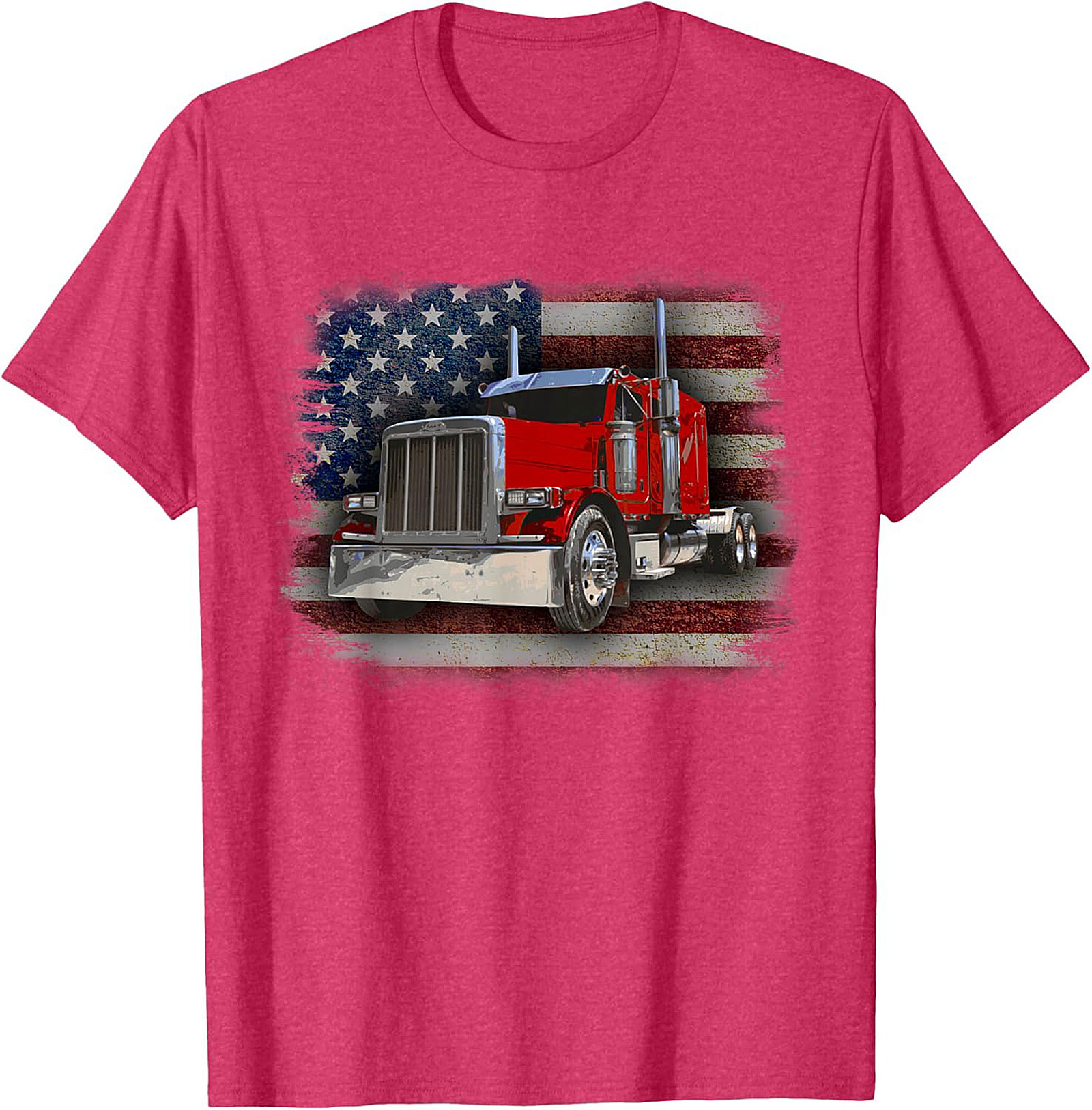 American Trucker Graphic Tee | Vintage Flag Semi Truck Shirt