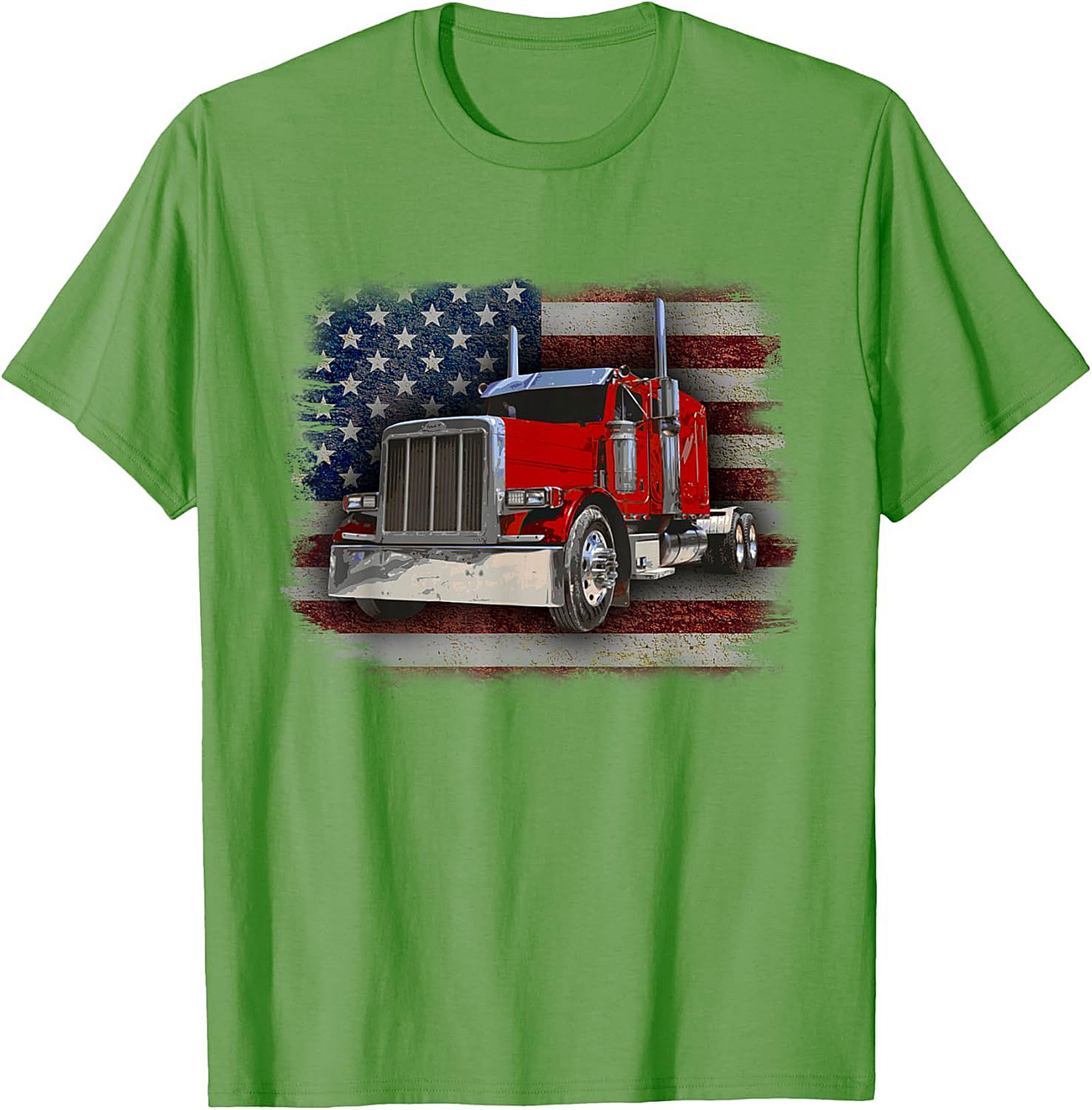 American Trucker Graphic Tee | Vintage Flag Semi Truck Shirt