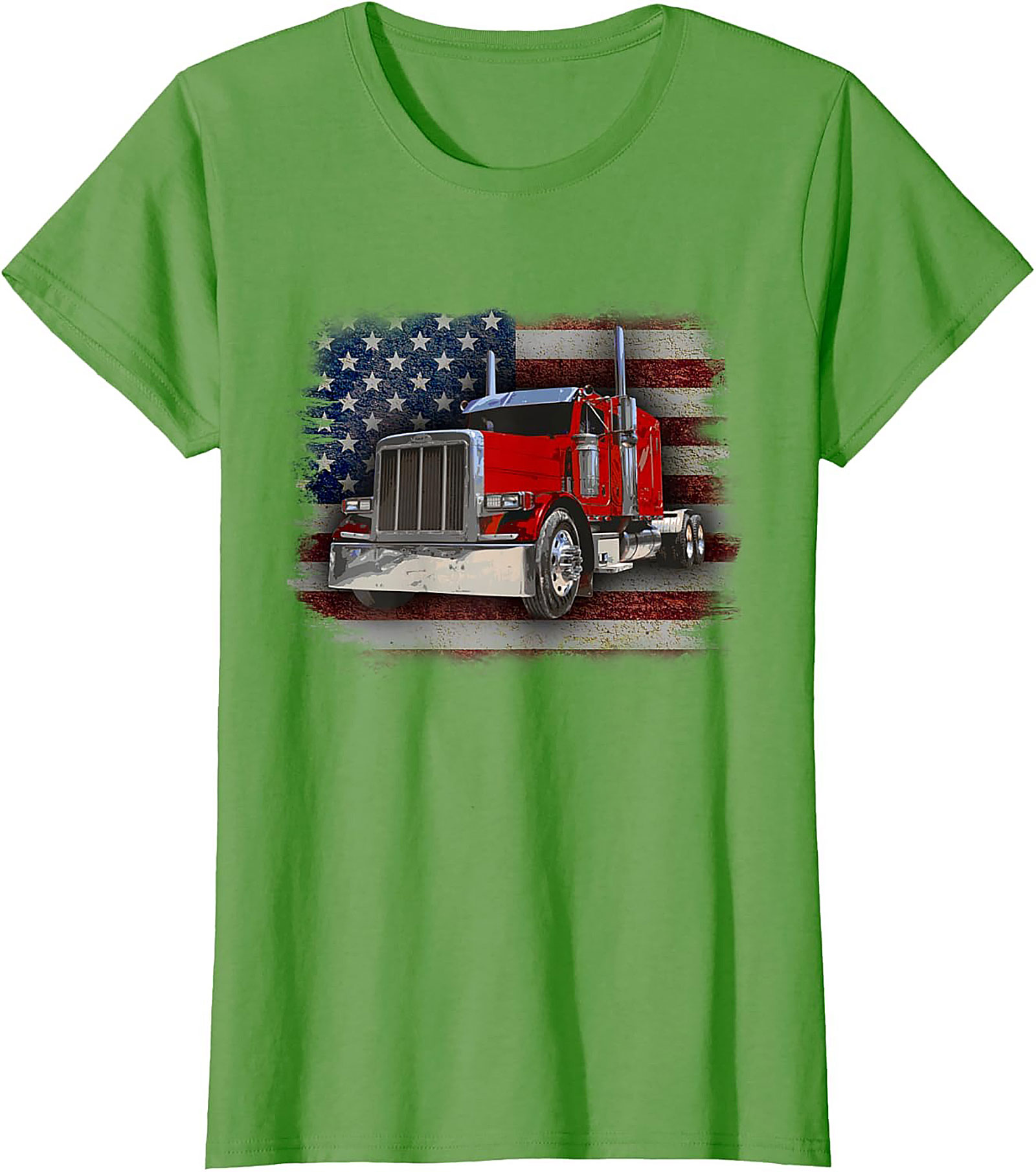 American Trucker Graphic Tee | Vintage Flag Semi Truck Shirt