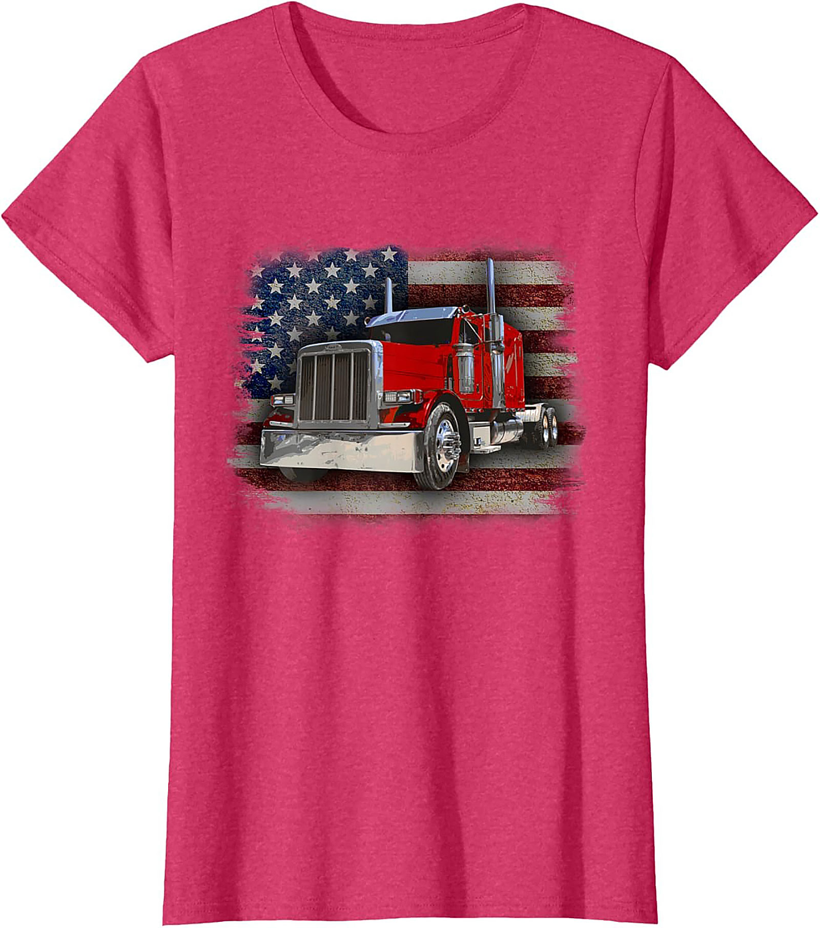 American Trucker Graphic Tee | Vintage Flag Semi Truck Shirt