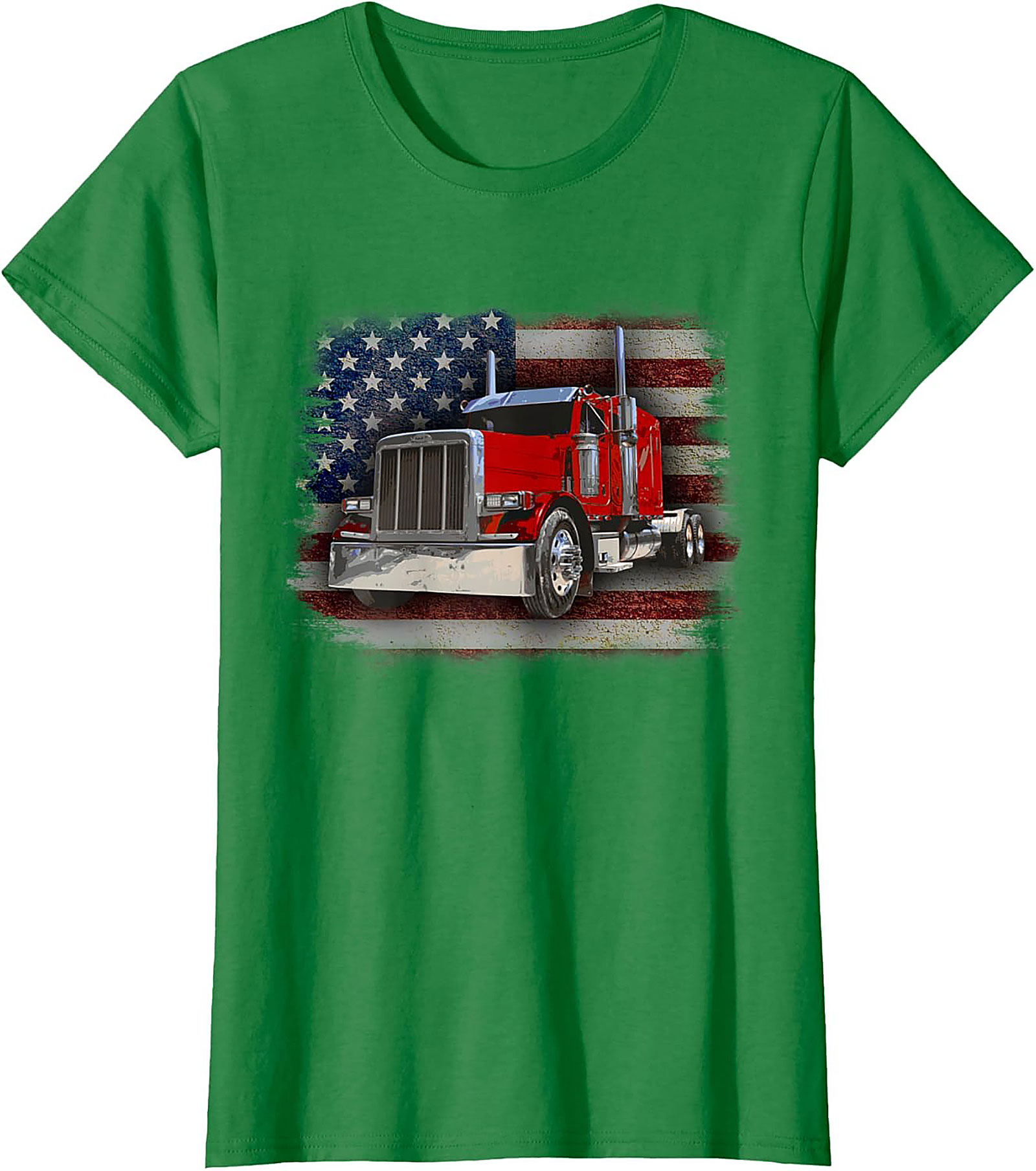 American Trucker Graphic Tee | Vintage Flag Semi Truck Shirt