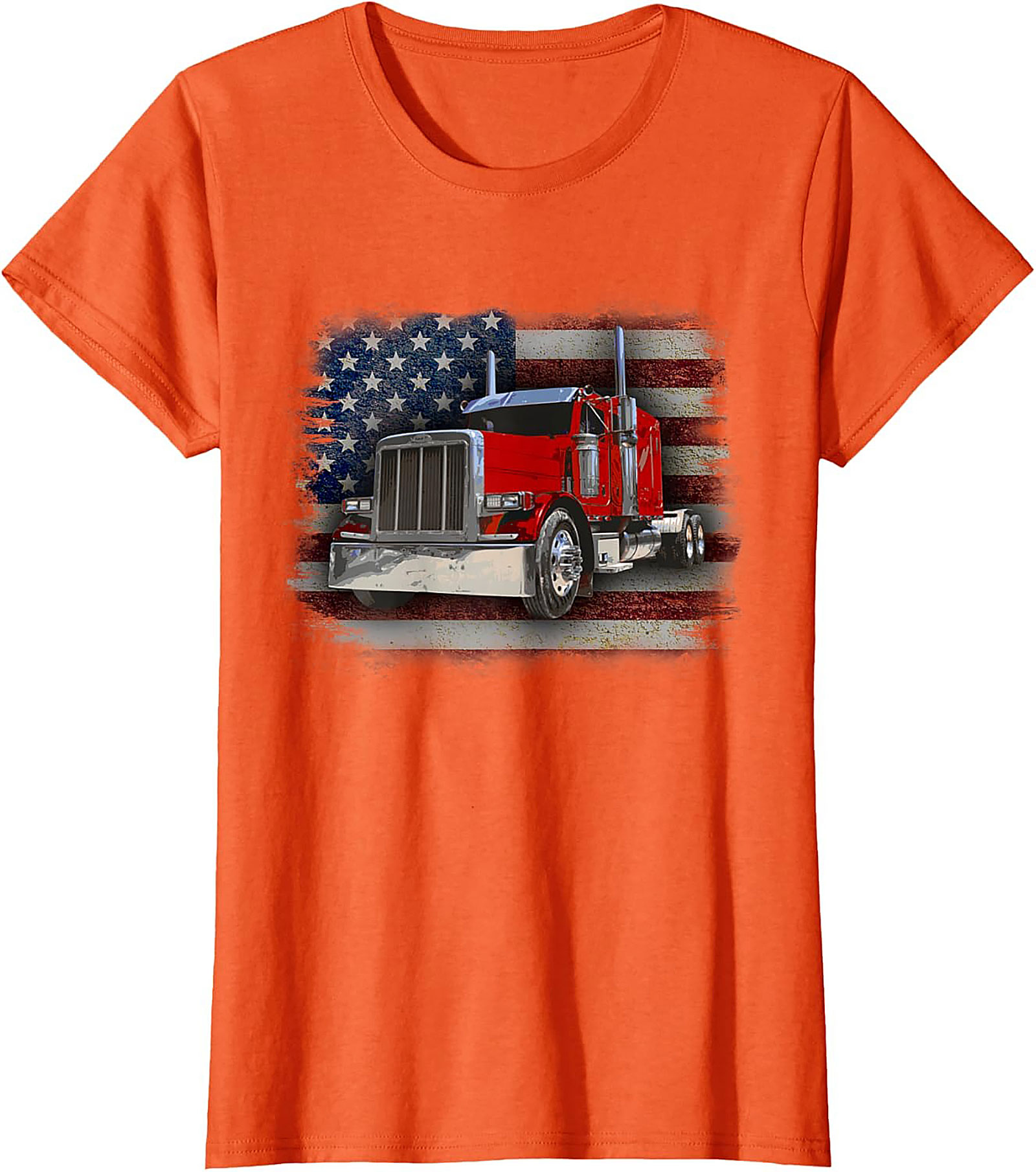 American Trucker Graphic Tee | Vintage Flag Semi Truck Shirt