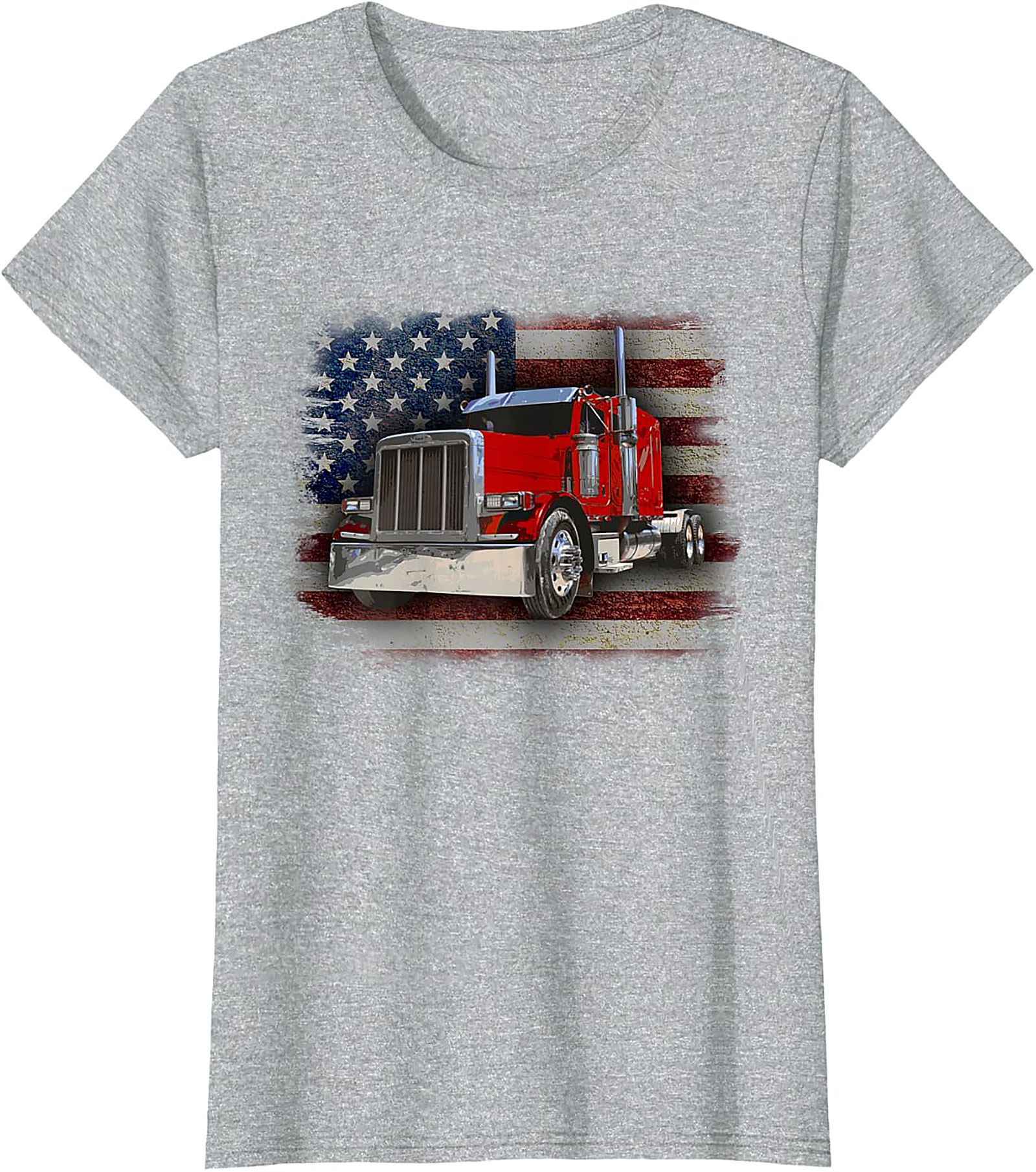 American Trucker Graphic Tee | Vintage Flag Semi Truck Shirt