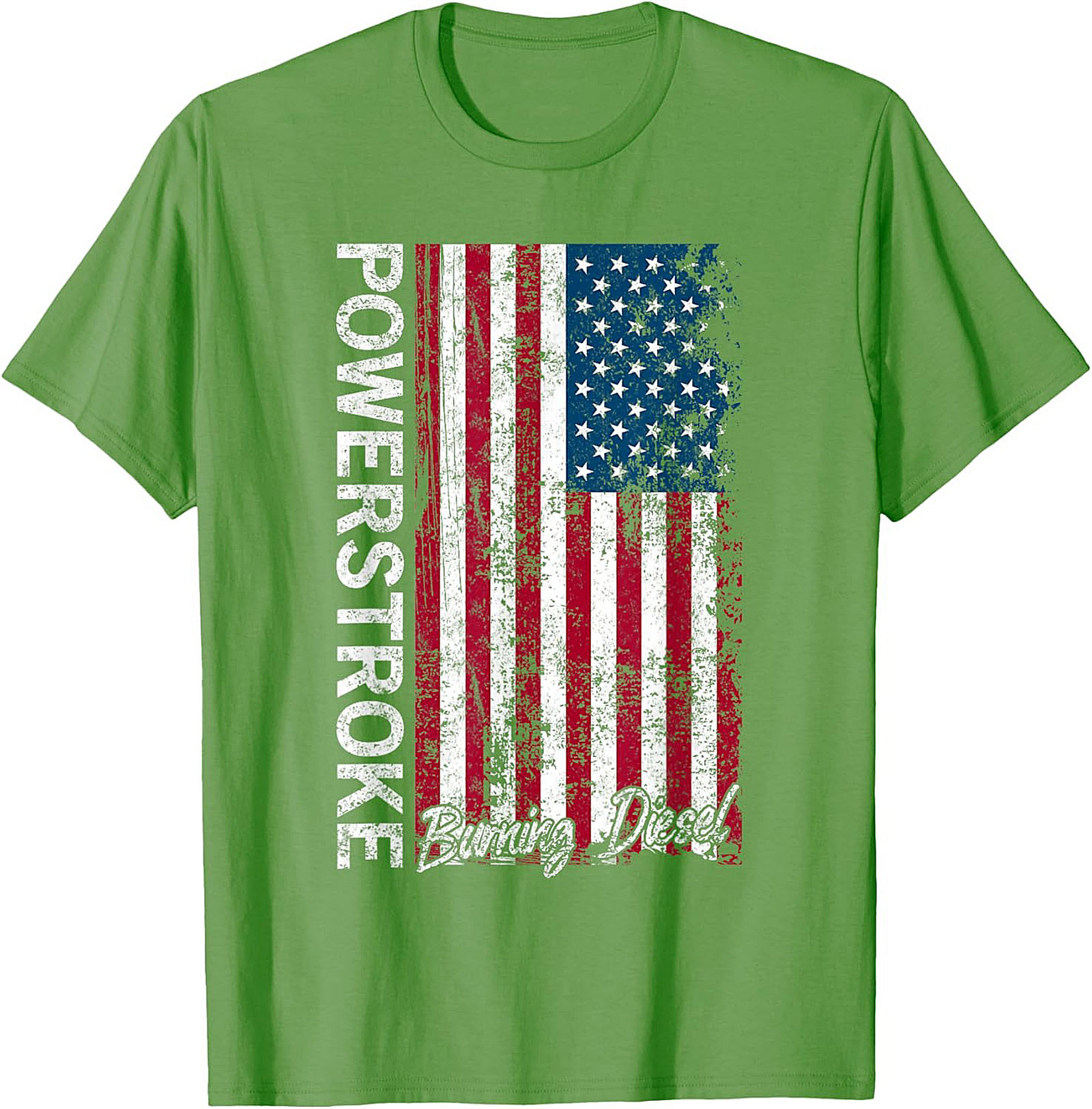 Powerstroke Burning Diesel T-Shirt - Distressed American Flag Graphic Tee