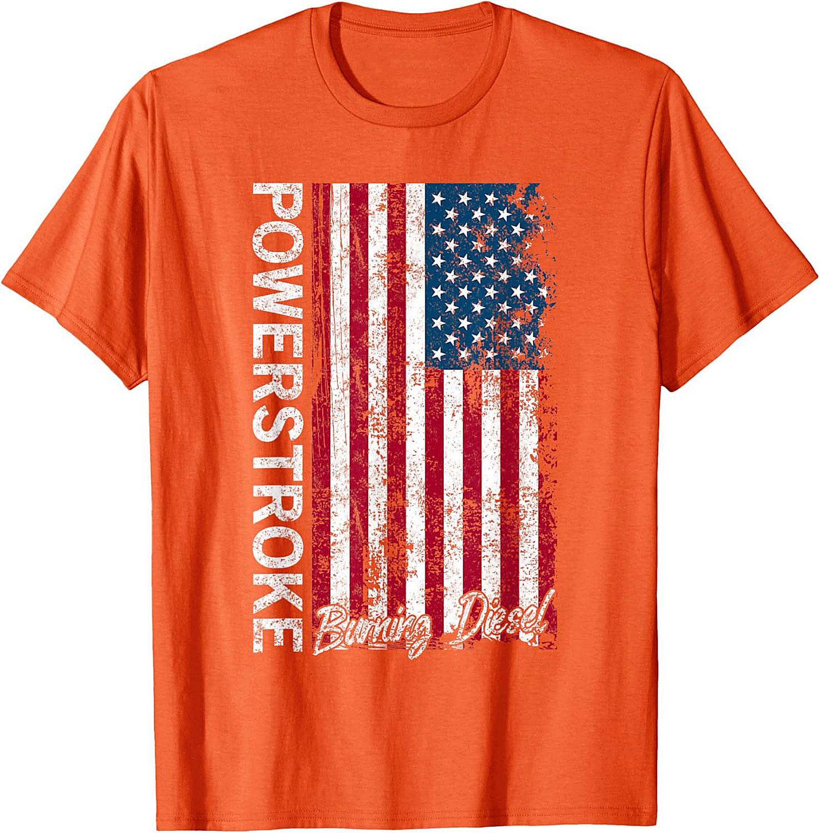 Powerstroke Burning Diesel T-Shirt - Distressed American Flag Graphic Tee