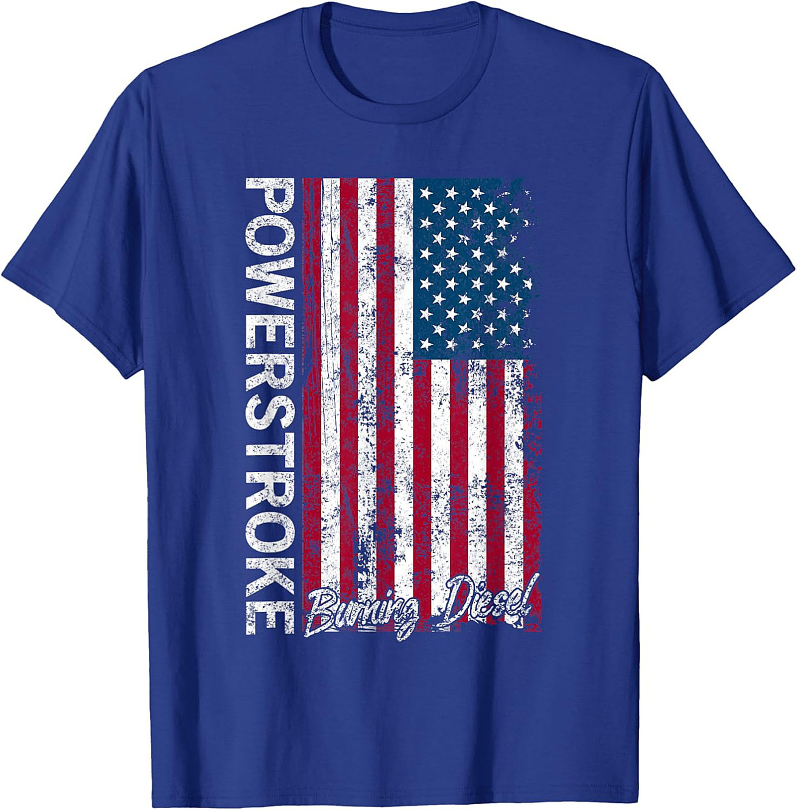 Powerstroke Burning Diesel T-Shirt - Distressed American Flag Graphic Tee