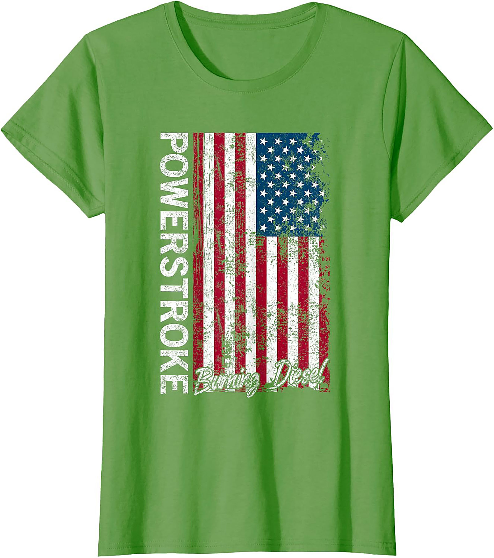 Powerstroke Burning Diesel T-Shirt - Distressed American Flag Graphic Tee