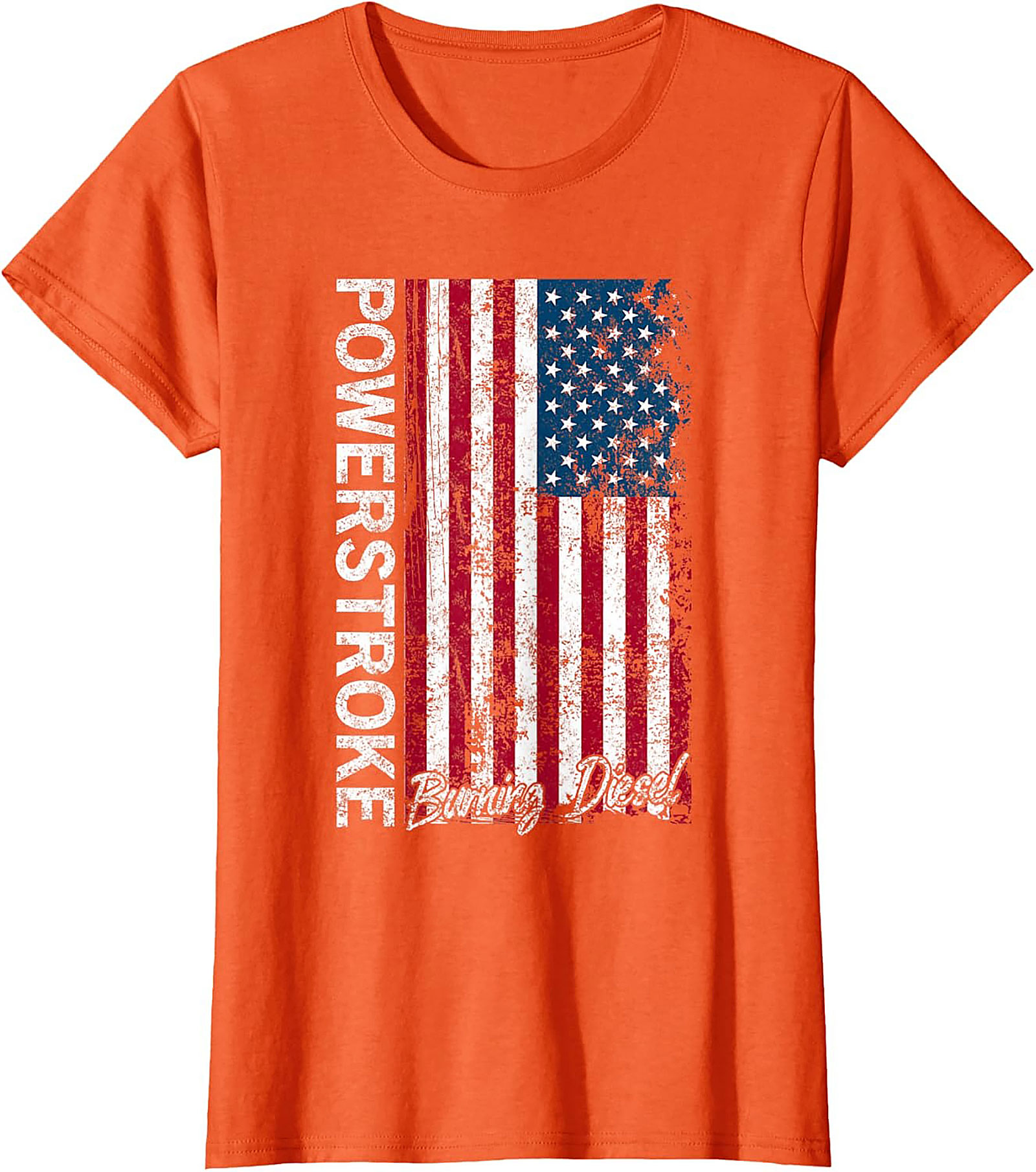 Powerstroke Burning Diesel T-Shirt - Distressed American Flag Graphic Tee