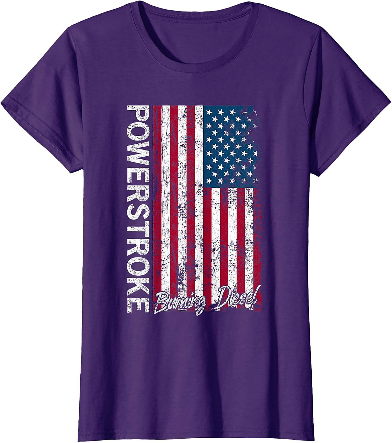 Powerstroke Burning Diesel T-Shirt - Distressed American Flag Graphic Tee