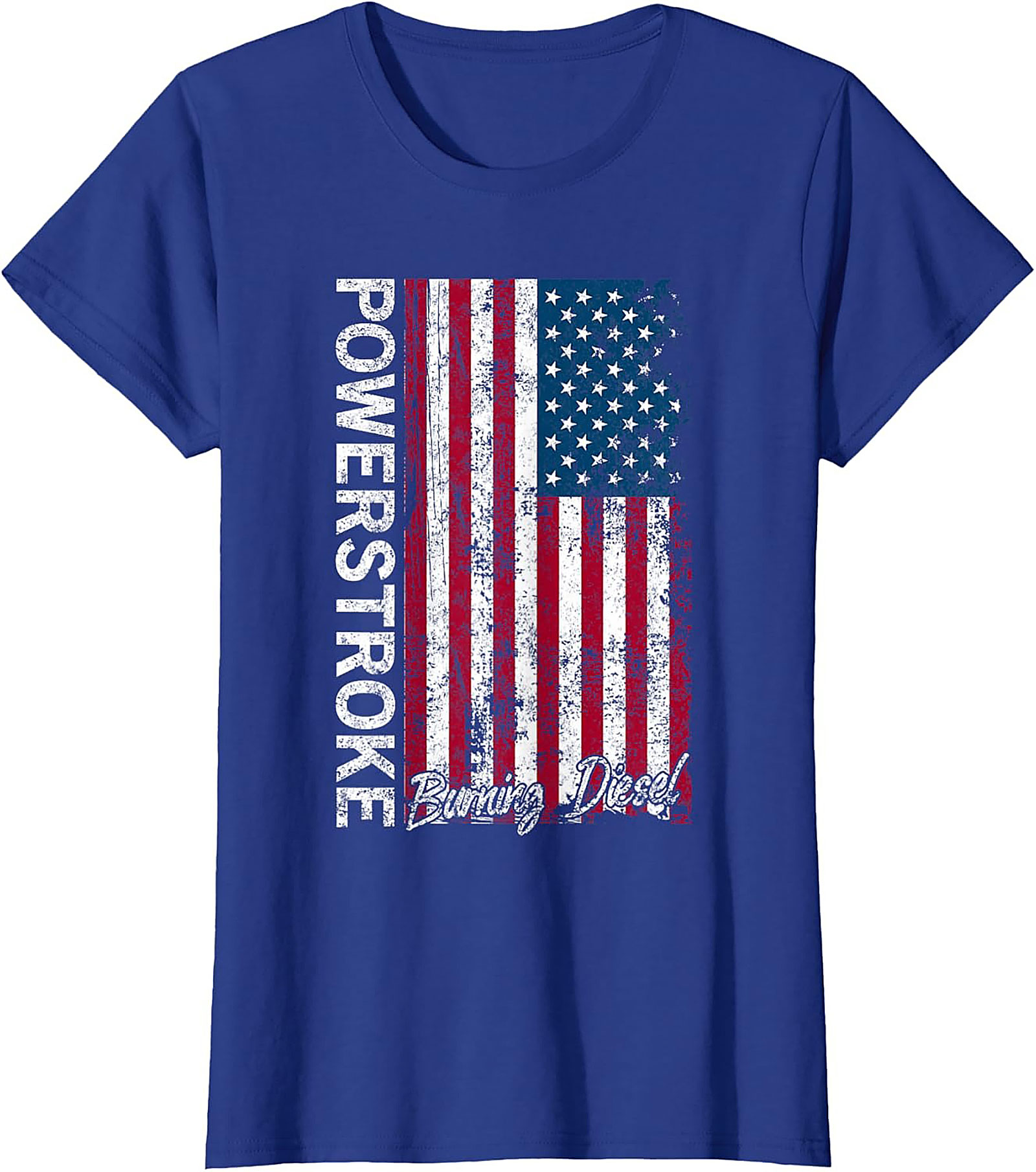 Powerstroke Burning Diesel T-Shirt - Distressed American Flag Graphic Tee