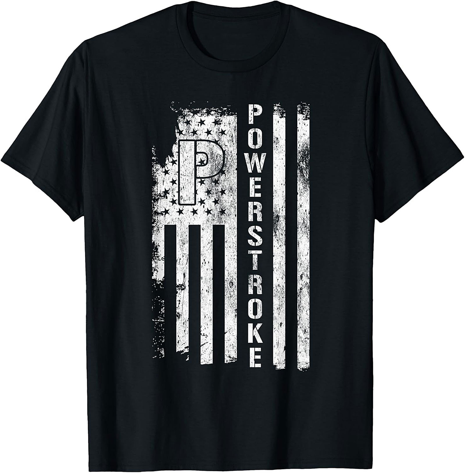 Powerstroke Diesel Flag Graphic Tee | Distressed Patriotic Truck Shirt
