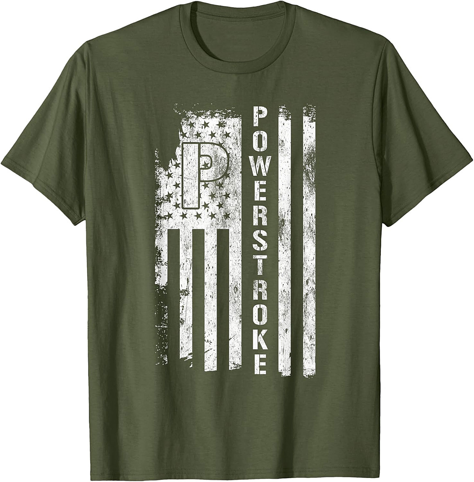 Powerstroke Diesel Flag Graphic Tee | Distressed Patriotic Truck Shirt
