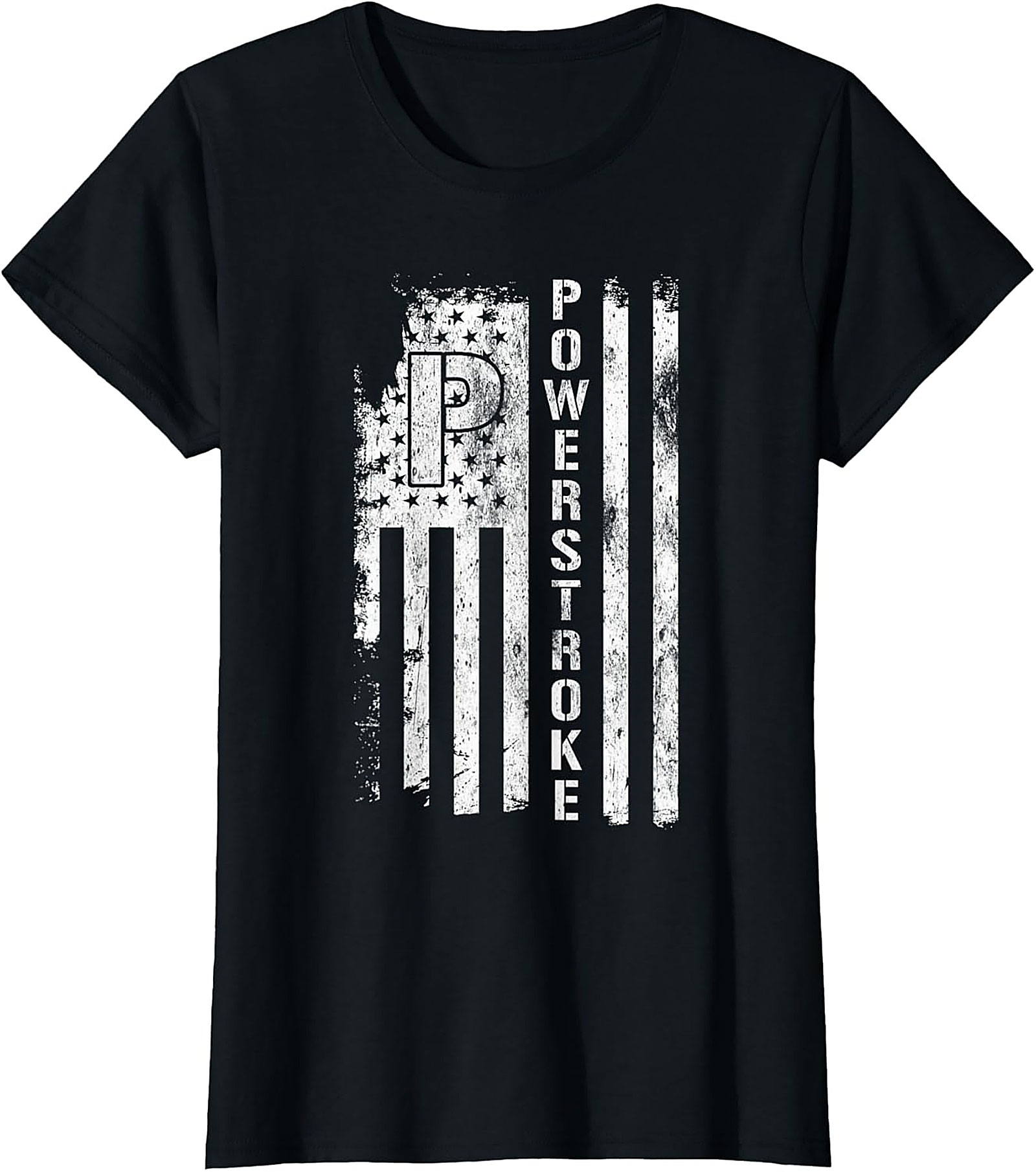 Powerstroke Diesel Flag Graphic Tee | Distressed Patriotic Truck Shirt