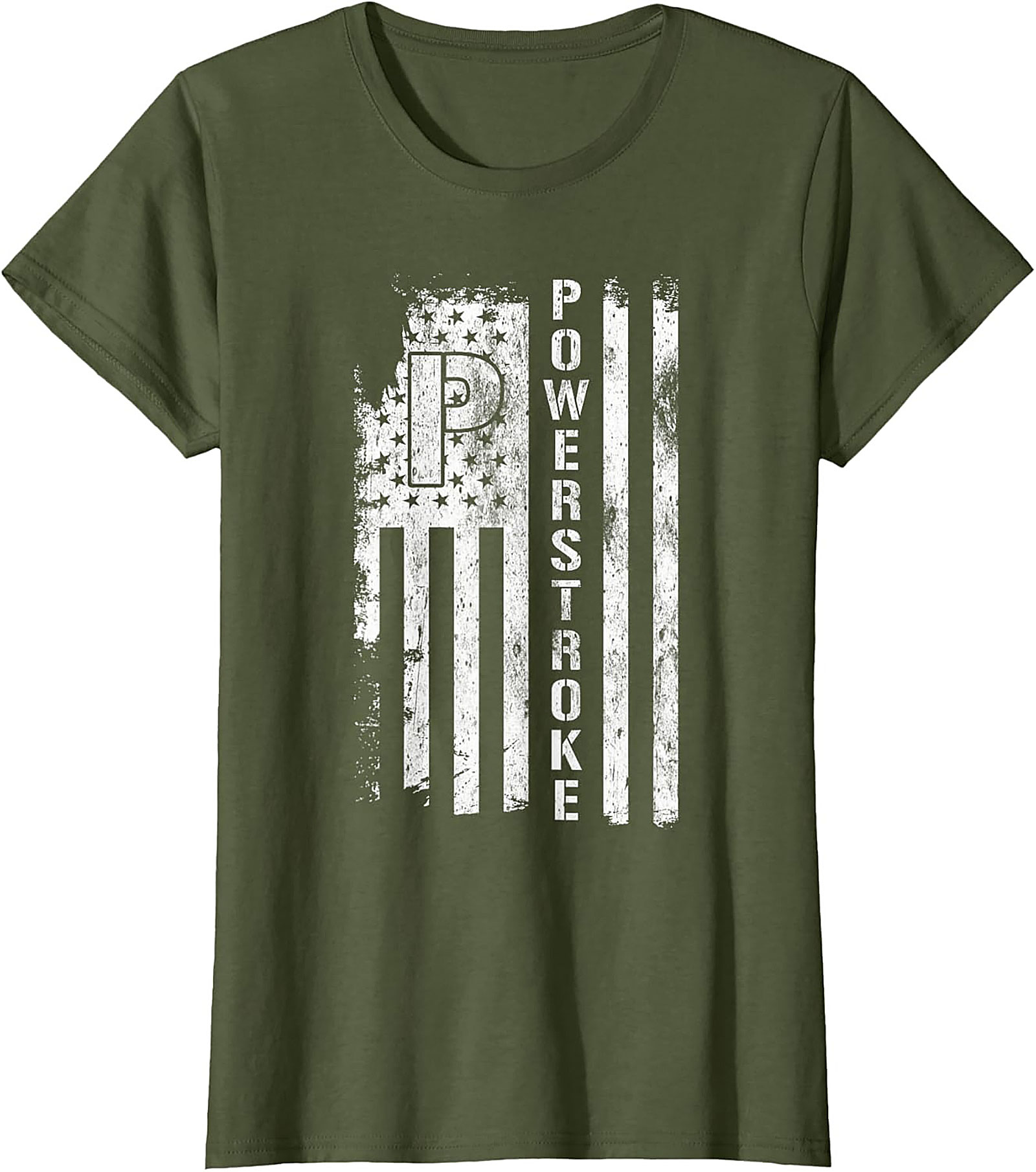 Powerstroke Diesel Flag Graphic Tee | Distressed Patriotic Truck Shirt