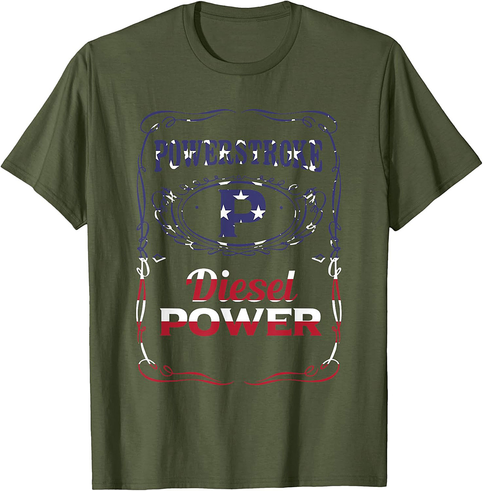 Powerstroke Diesel Graphic Tee - American Flag Truck Power Shirt