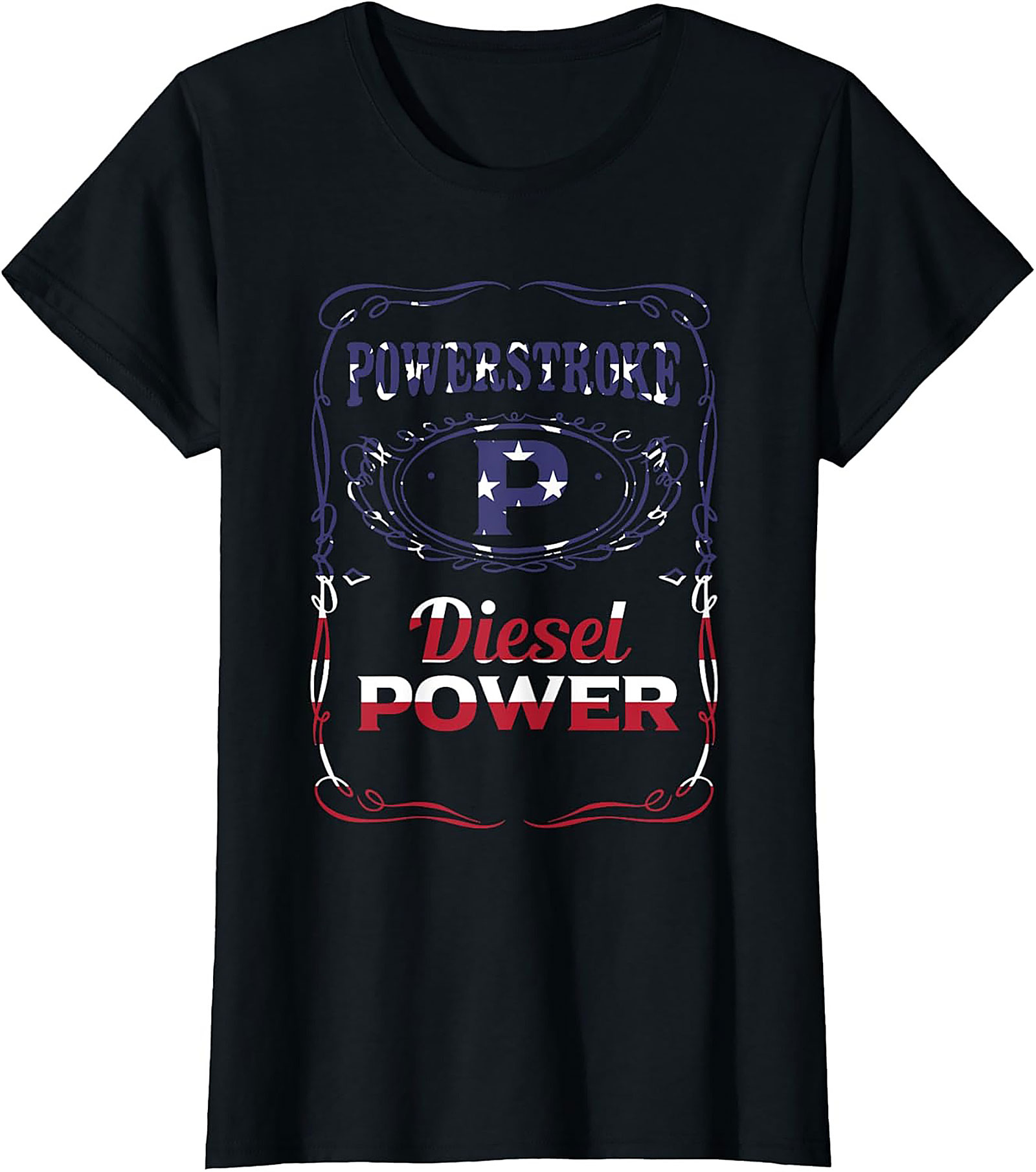 Powerstroke Diesel Graphic Tee - American Flag Truck Power Shirt
