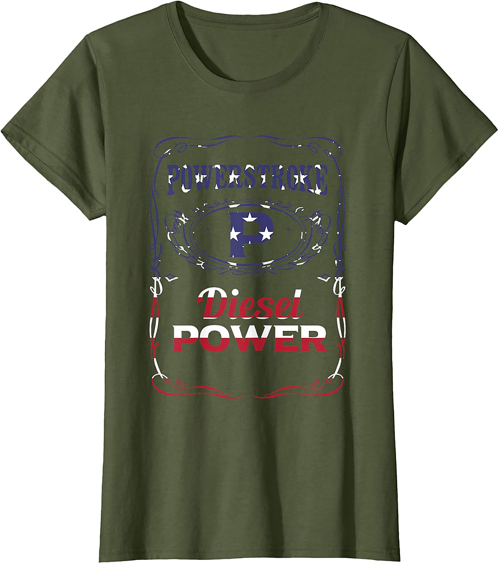 Powerstroke Diesel Graphic Tee - American Flag Truck Power Shirt