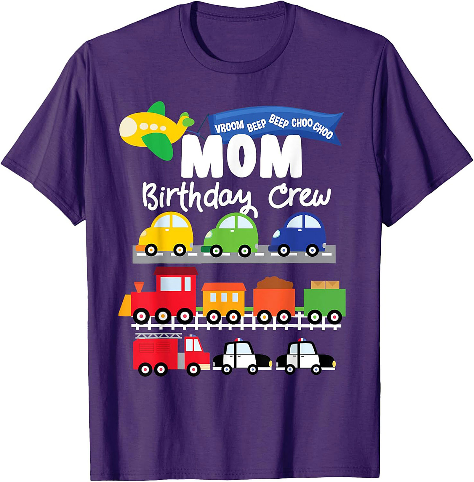 Mom Birthday Crew Graphic Tee – Transportation Vehicles Theme Party Shirt