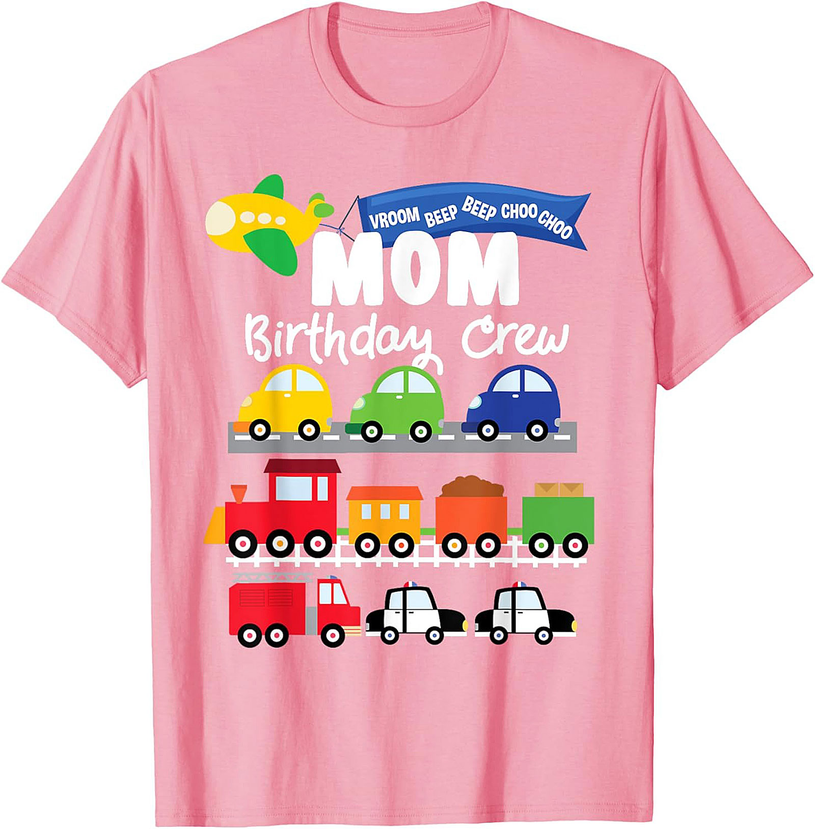Mom Birthday Crew Graphic Tee – Transportation Vehicles Theme Party Shirt