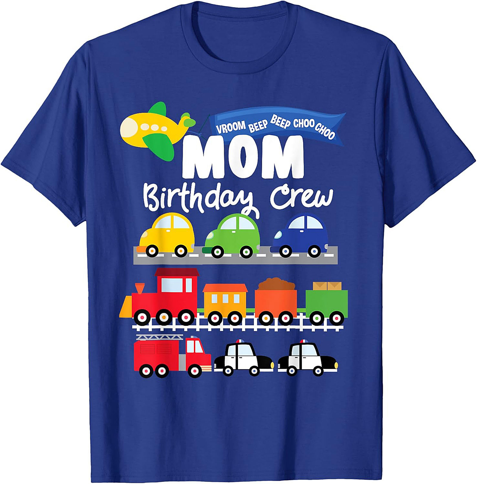 Mom Birthday Crew Graphic Tee – Transportation Vehicles Theme Party Shirt